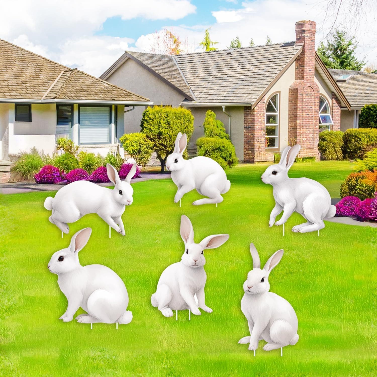 6 PCS Easter Bunny Outdoor Lawn Signs with Stakes thumbnail 5