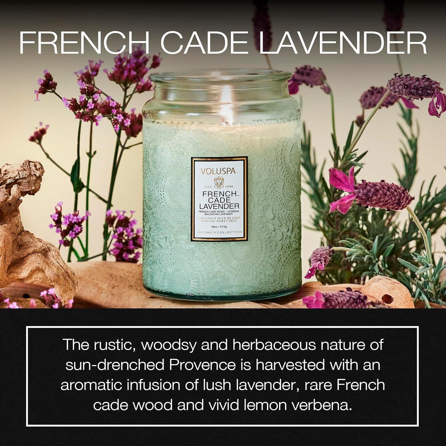 Voluspa French Cade Lavender Candle, 18 oz thumbnail 2
