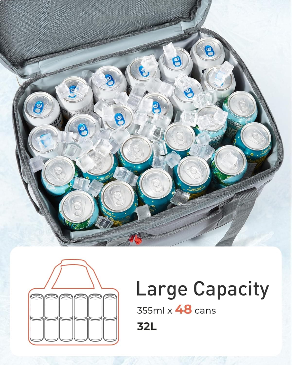 TOURIT Soft Sided Cooler Bag Insulated 48/60 Cans, Large Collapsible &amp; Leakproof Ice Chest for Picnic, Beach, Camping, Travel : Sports &amp; Outdoors thumbnail 5