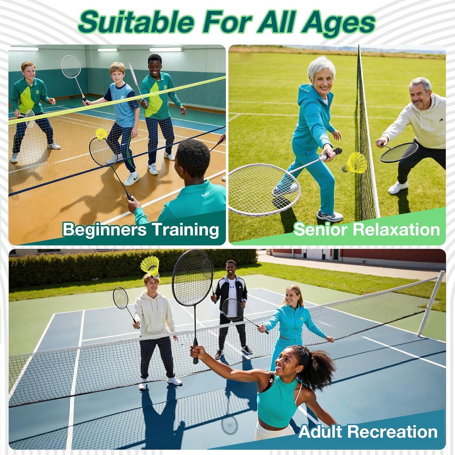 AboveGenius Badminton Rackets Set - 12 Rackets & 12 Birdies thumbnail 5