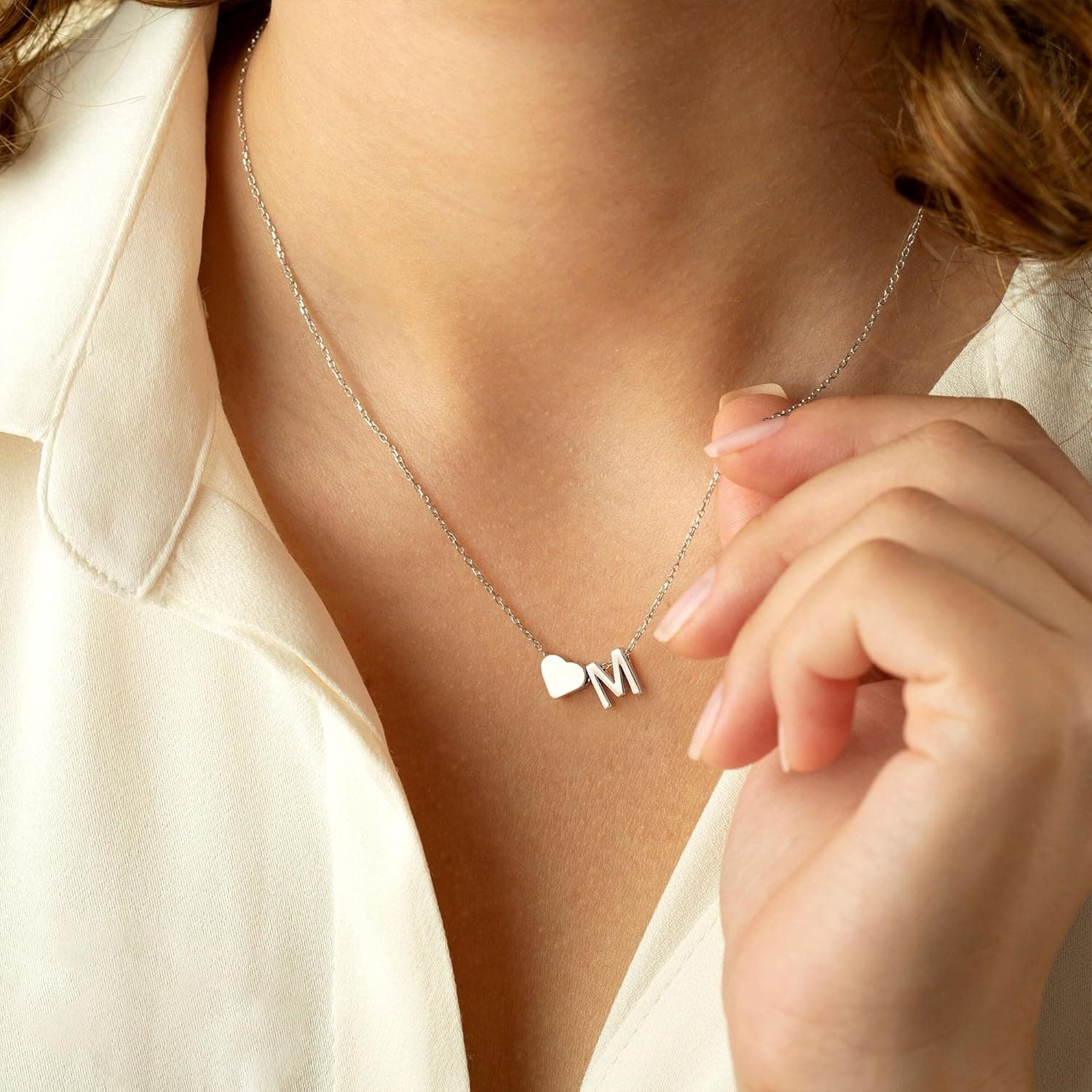 Heart Initial Necklace - Personalized 18K Gold Plated thumbnail 3
