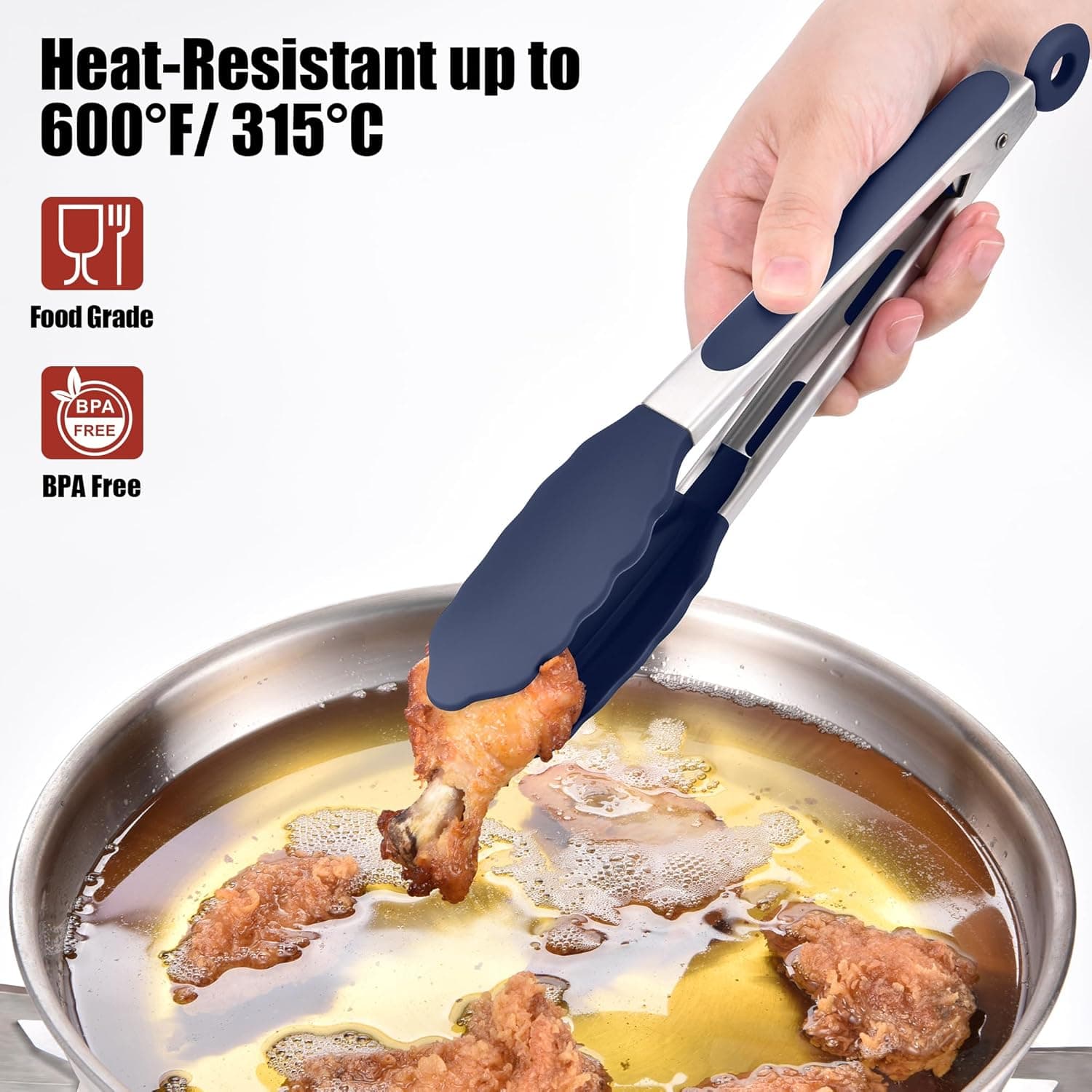 Doosu Kitchen Tongs - Heat Resistant Silicone Grip thumbnail 3