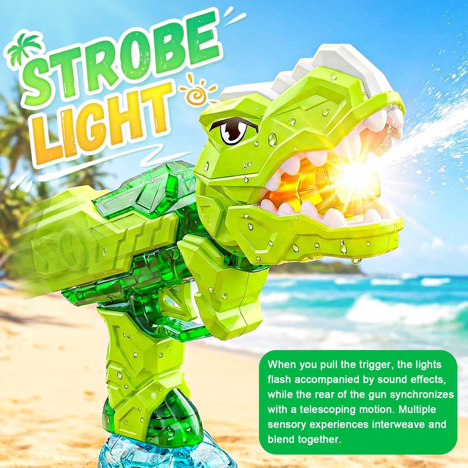 OMKSIH 2-Pack Electric Water Guns - Blue & Green Dinosaur Theme thumbnail 3