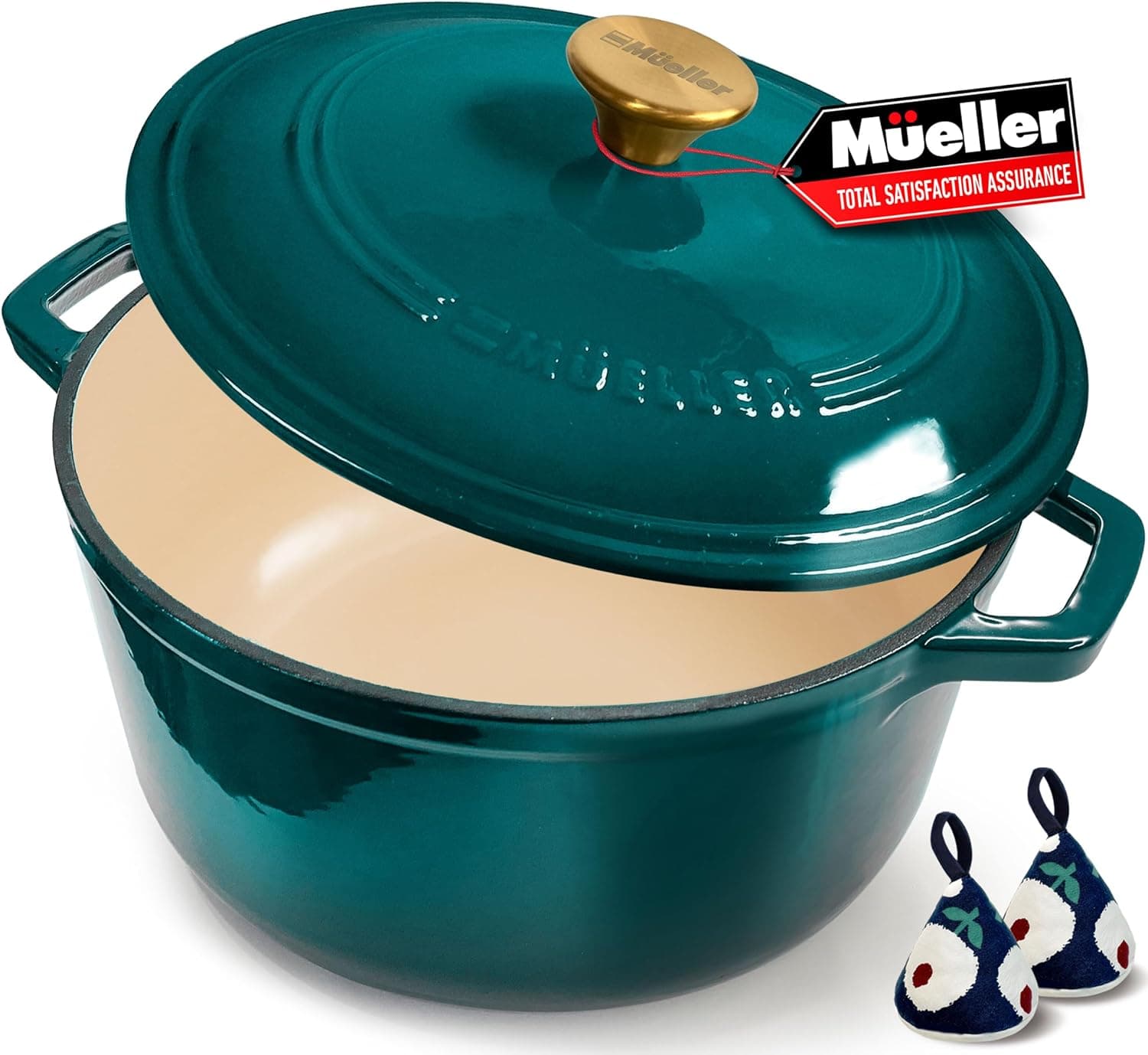 Mueller DuraCast 6 Quart Enameled Cast Iron Dutch Oven Pot, Emerald — Amazon Finds gift idea
