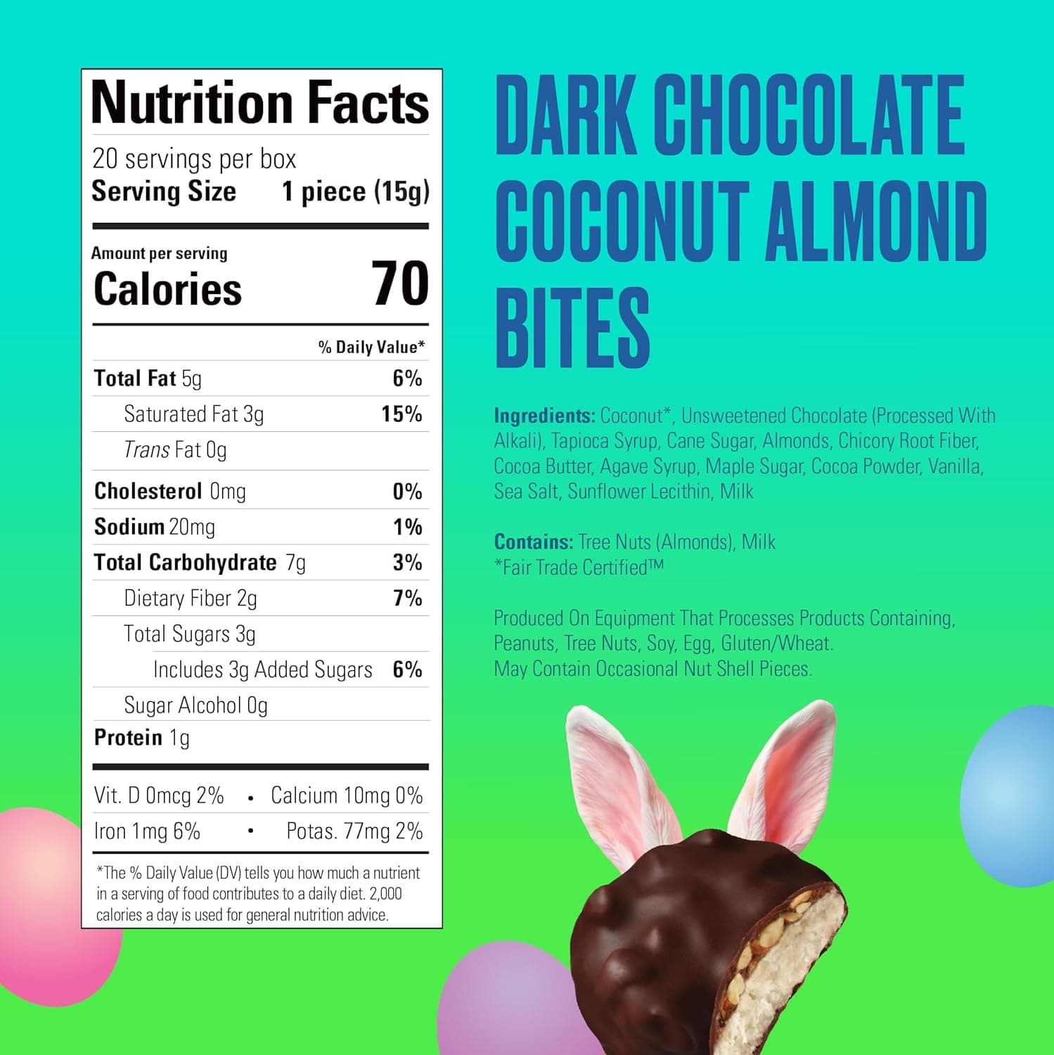 SKINNY DIPPED Easter Dark Chocolate Coconut Almond Bites, 10.58 OZ : Grocery &amp; Gourmet Food thumbnail 2