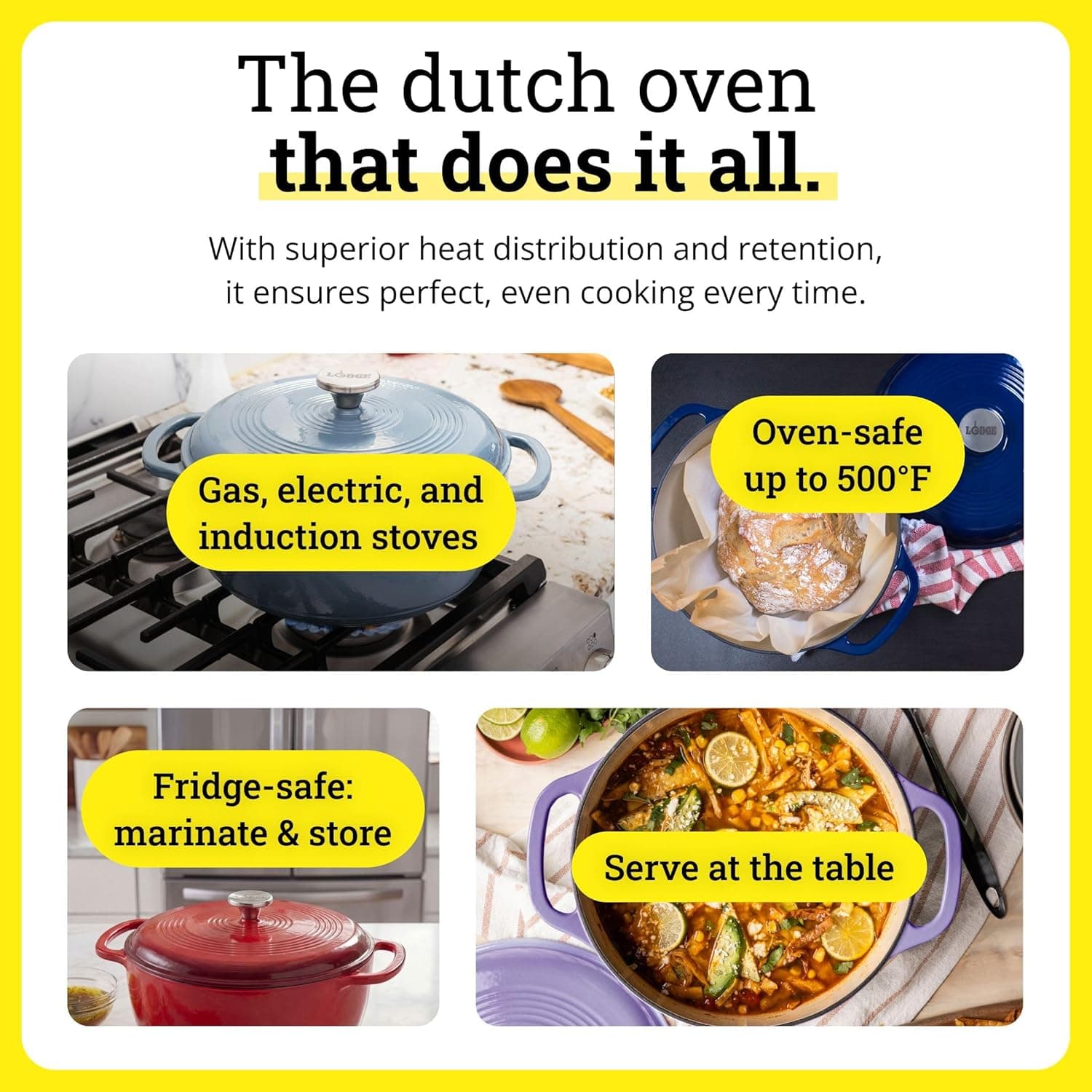 Lodge Essential Enamel Cast Iron Dutch Oven - 6 Quart thumbnail 4