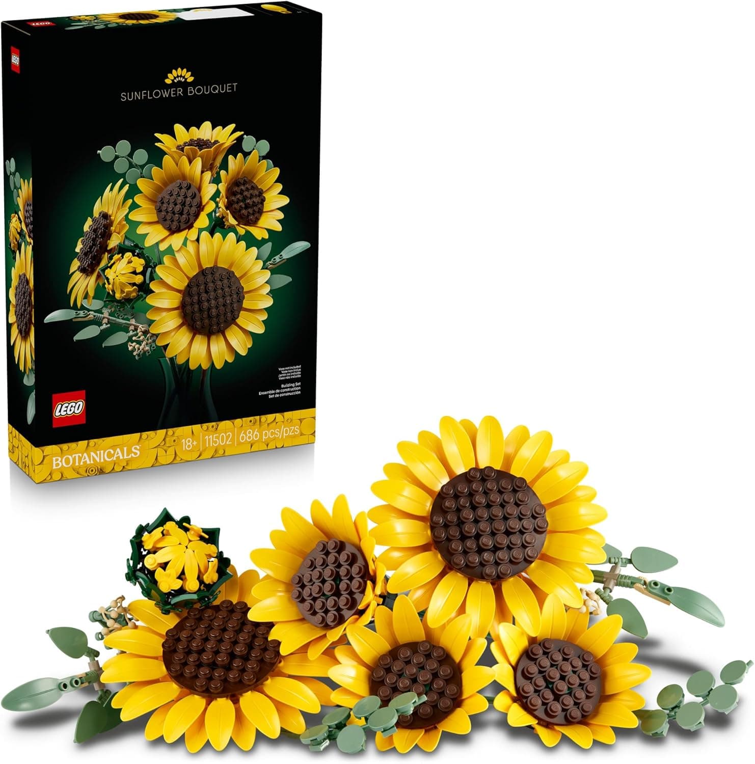 LEGO Botanicals Sunflower Bouquet Building Set for Adults, Ages 18+ - Artificial Flowers for Home Office, Bedroom or Desk Decor - Gifts for Women &amp; Men - 11502 : Toys &amp; Games view 1
