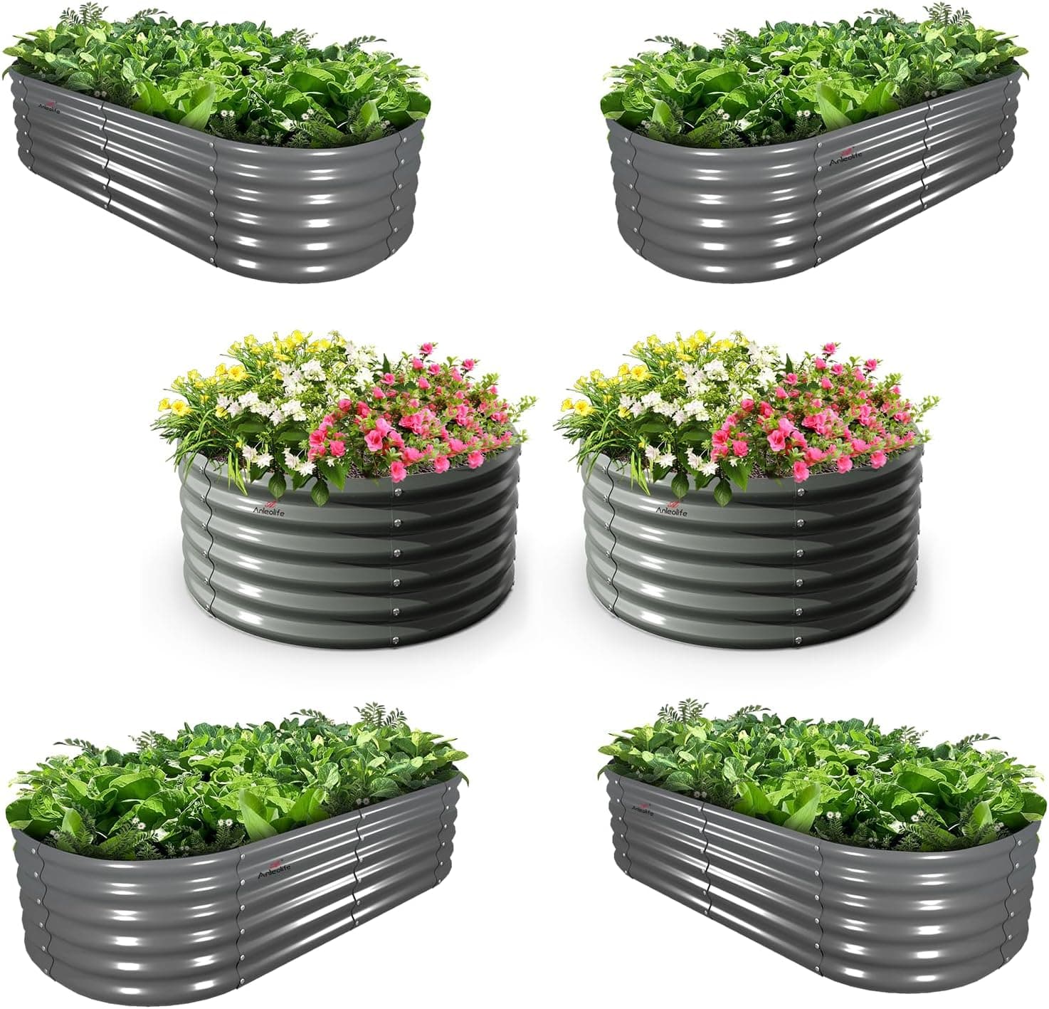 A ANLEOLIFE 6-Pack 4X4X1.5ft &amp; 6X2X1.5ft Deep Root Galvanized Raised Garden Beds Outdoor for Planting Vegetables Flowers Herb, Quartz Grey : Patio, Lawn &amp; Garden — Spring Gift Ideas gift idea