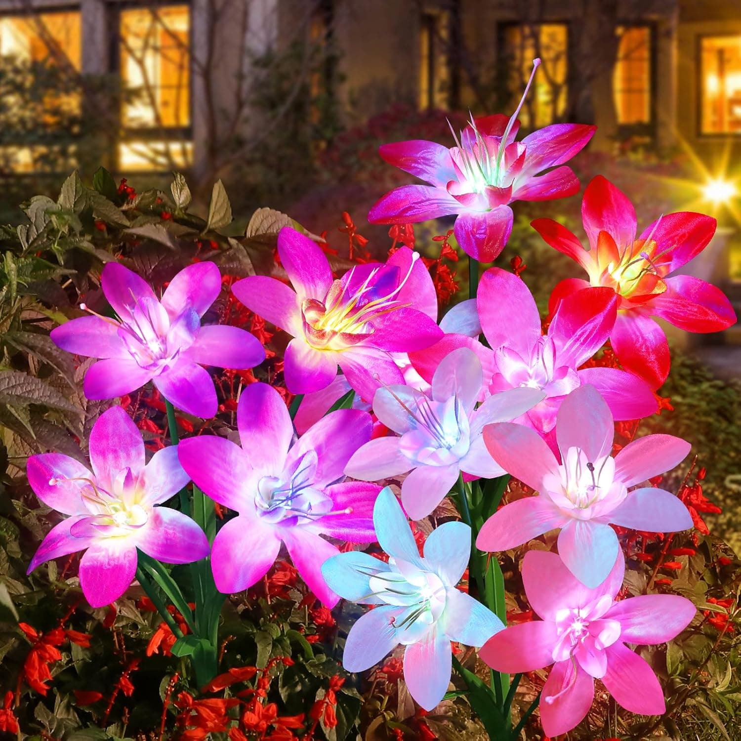 Solar Garden Lights - 5 Pack Lily Flowers with Color-Changing Beads — Spring Gift Ideas gift idea