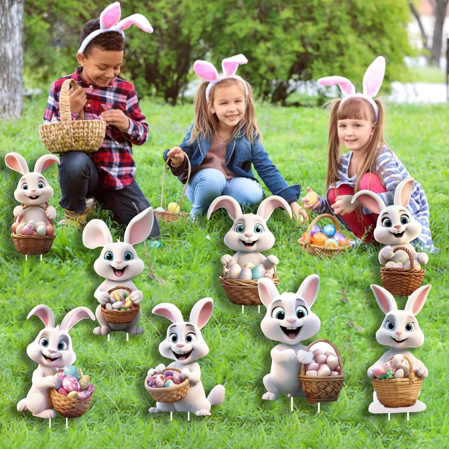 8 PCS Bunny Easter Outdoor Lawn Yard Signs with Stakes thumbnail 5