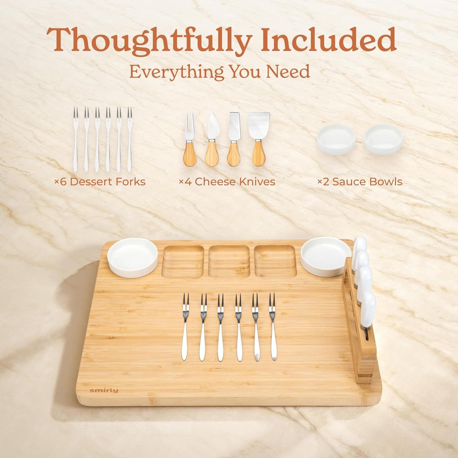 SMIRLY Charcuterie Boards Set with Bamboo Tray and Accessories thumbnail 3