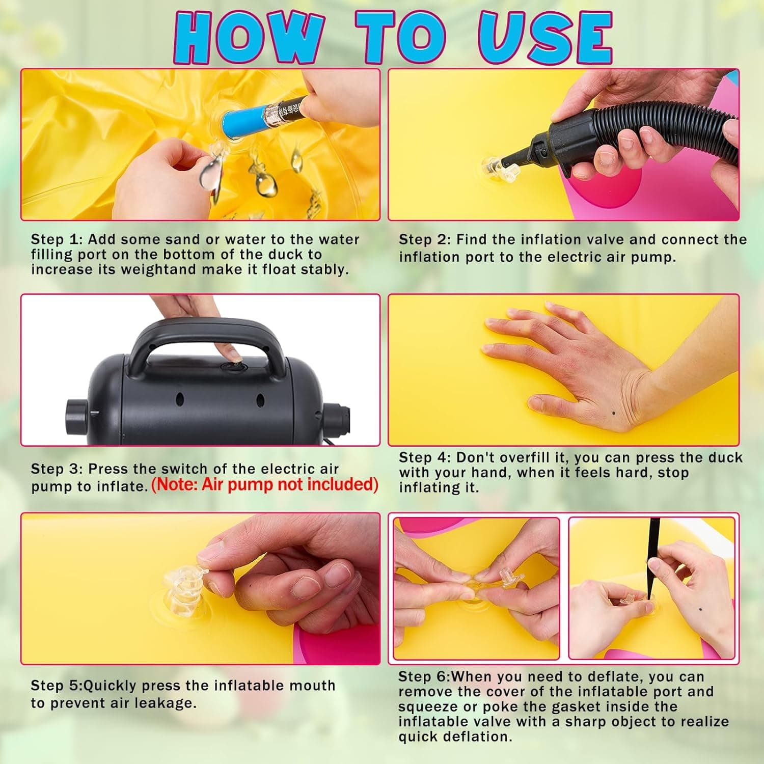 Hungdao 1 Pc 4 ft Easter Inflatable Duck Float Large Blow up Ducks Giant Rubber Duckies with Bunny Ears for Easter Party Decorations Prop Pool Yard Decoration,air Pump Not Included : Toys &amp; Games thumbnail 2