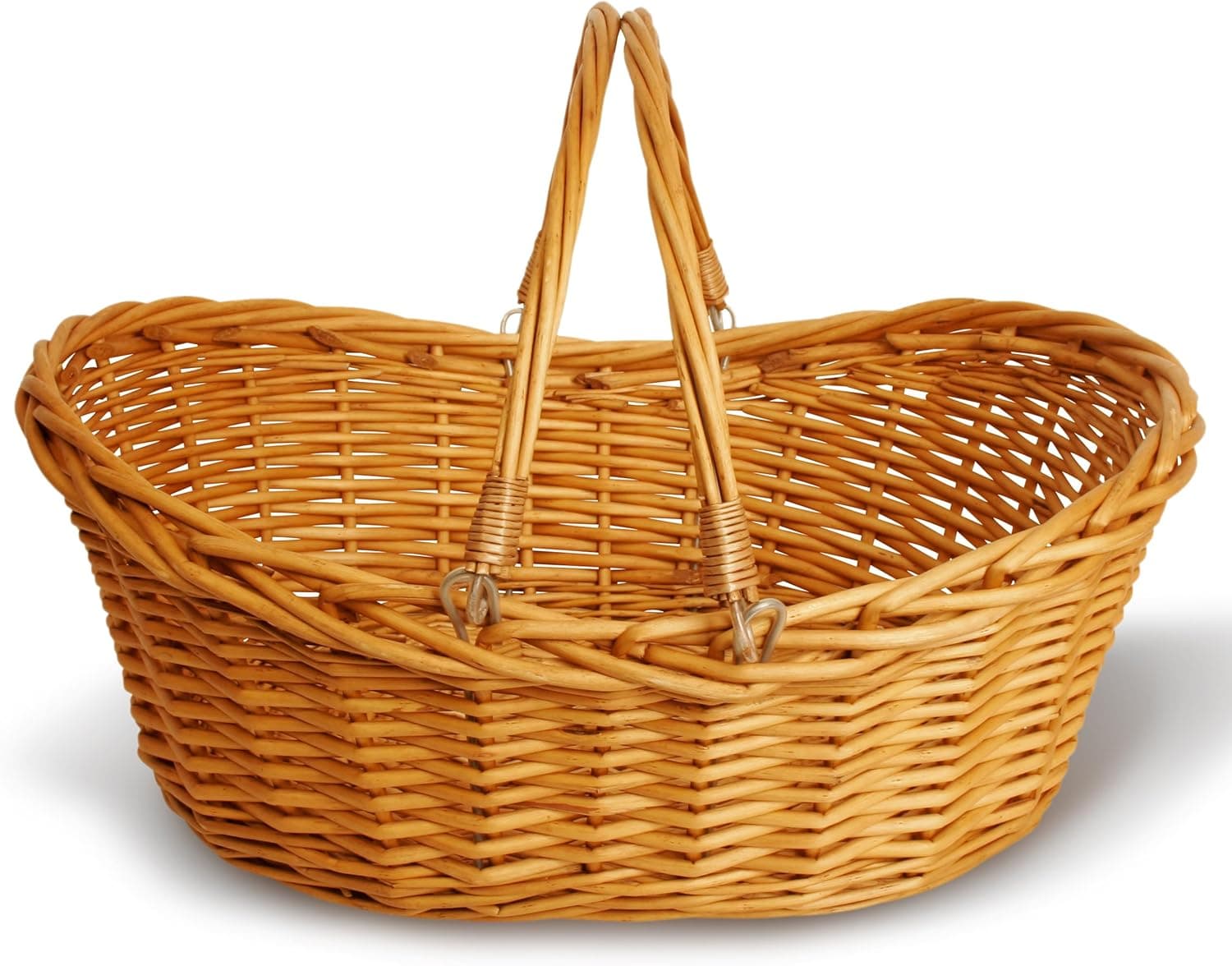 Small Light Brown Hand Woven Wicker Basket with Handles — Easter Gifts gift idea