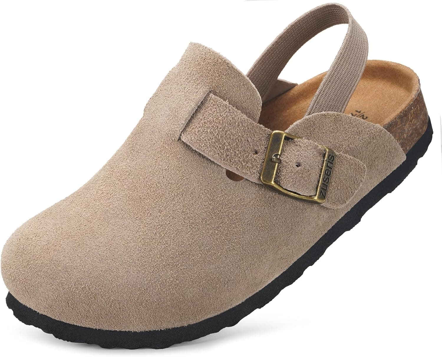 ZUSERIS Kids Suede Clogs with Adjustable Buckle - Apricot view 1