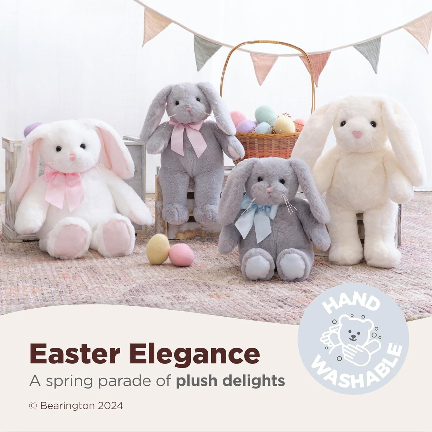 Bearington Loppy The Plush Bunny - 16" Pink Stuffed Bunny thumbnail 3