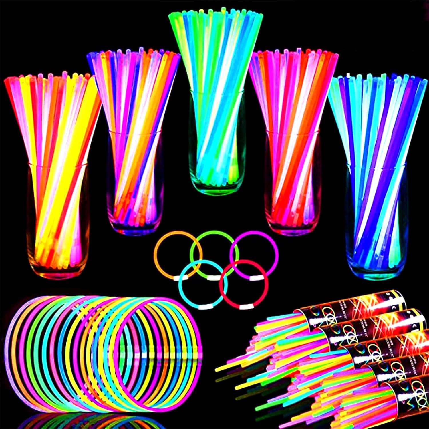 TURNMEON 100 Pack Ultra Bright Glow Sticks Bulk - 8" Necklace & Bracelet with Connector — Easter Gifts gift idea