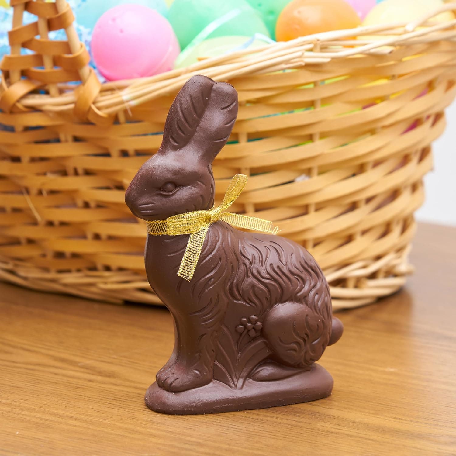GALLERIE II Dark Chocolate Resin Gold Ribbon Easter Rabbit Medium Decorative Figurine 4.57" x 6.54" Spring Home Living Room Fireplace Mantel Kitchen Tabletop Bedroom Bathroom Premium Luxury Decor : Home &amp; Kitchen thumbnail 3