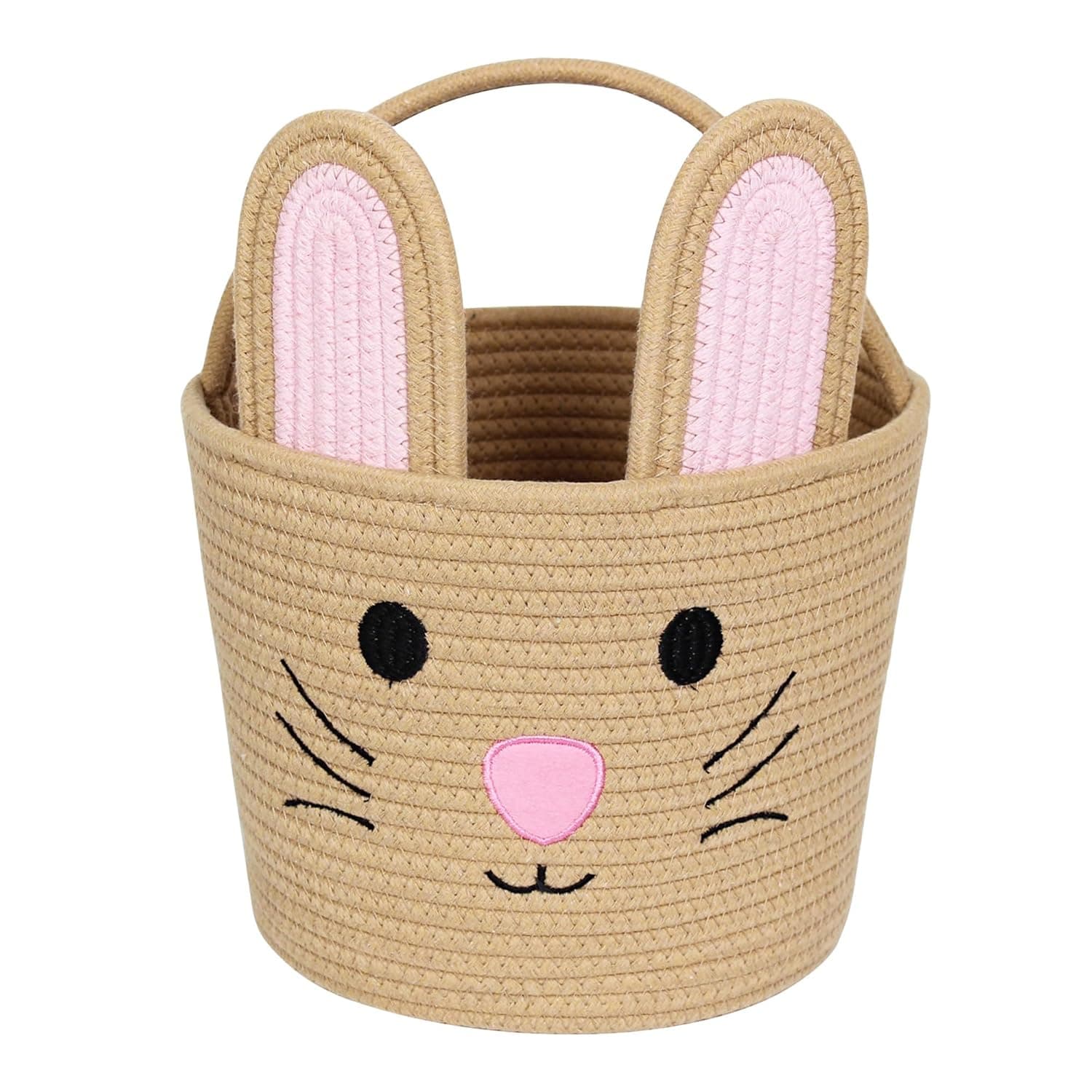 WILLITAT Easter Basket for Kids - Woven Cotton Rope Egg Bucket with Rabbit Ears Handle — gift idea