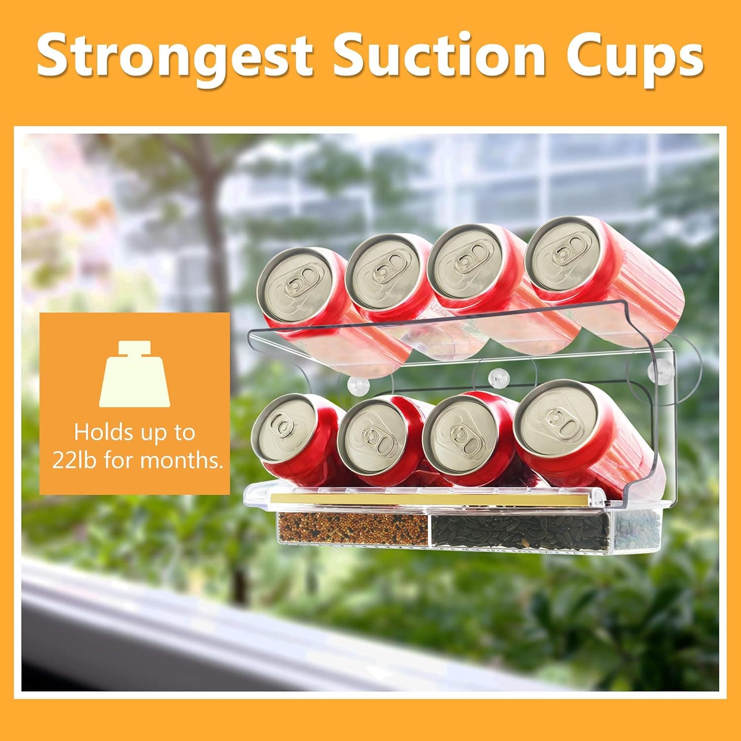 LUJII Shatterproof Window Bird Feeder with Strong Suction Cups thumbnail 3