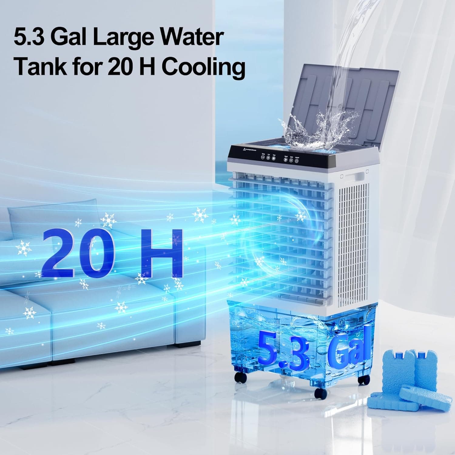 Uthfy Evaporative Air Cooler 3-IN-1 Swamp Cooler with Remote and Timer thumbnail 5