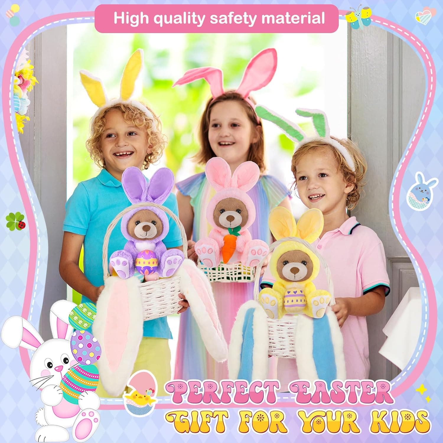 Shappy 4 Pcs Easter Bunny Plush Toys, 12 Inch Stuffed Animals thumbnail 5