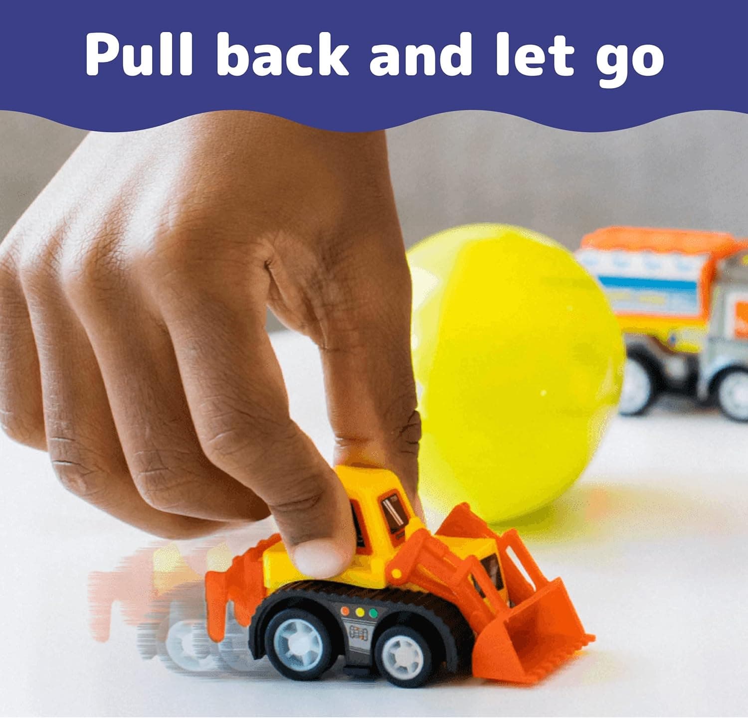 PREXTEX Set of 12 Toy Filled Easter Eggs with Pull-Back Construction Vehicles thumbnail 5