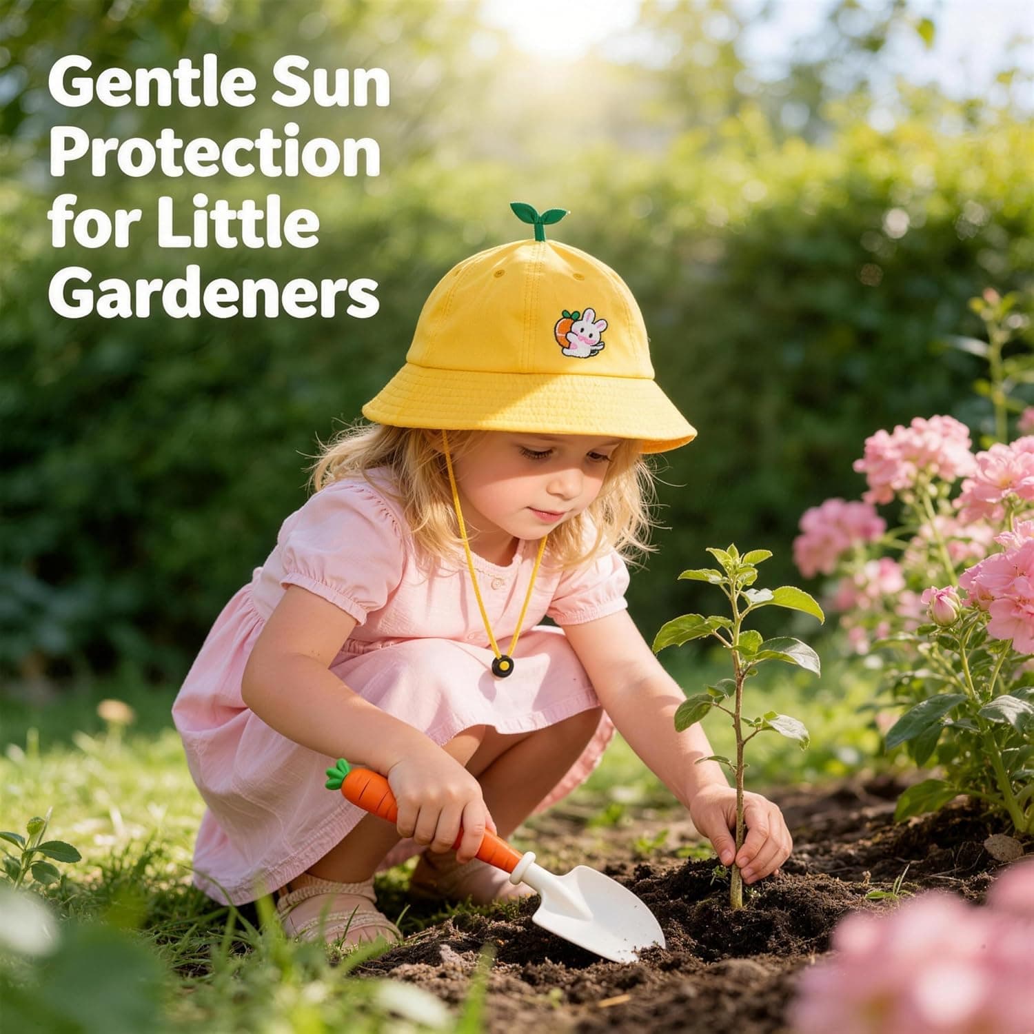 Kids Gardening Outdoor Tools Set with Sun Protective Hat & Bunny Apron thumbnail 2