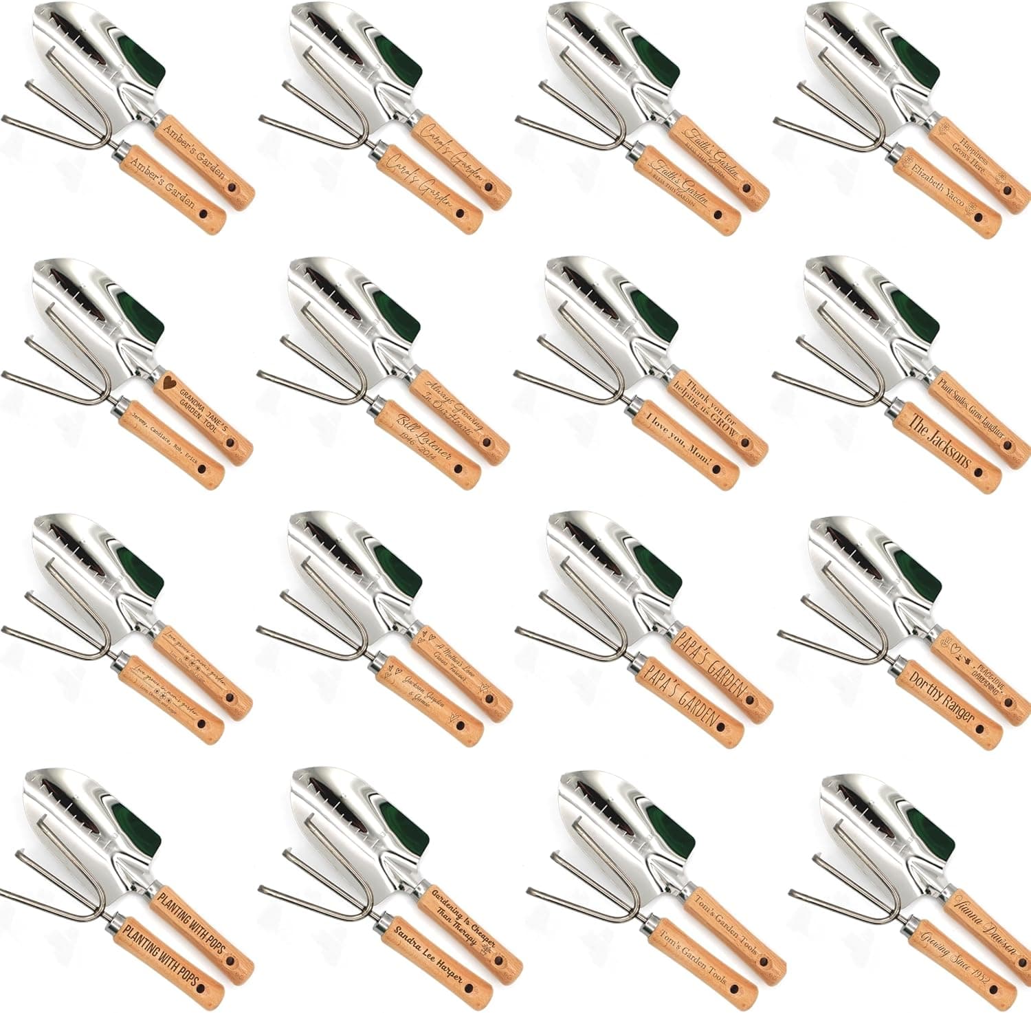 Personalized Garden Tool Set – Custom Engraved Shovel & Trowel with Wooden Handle thumbnail 2