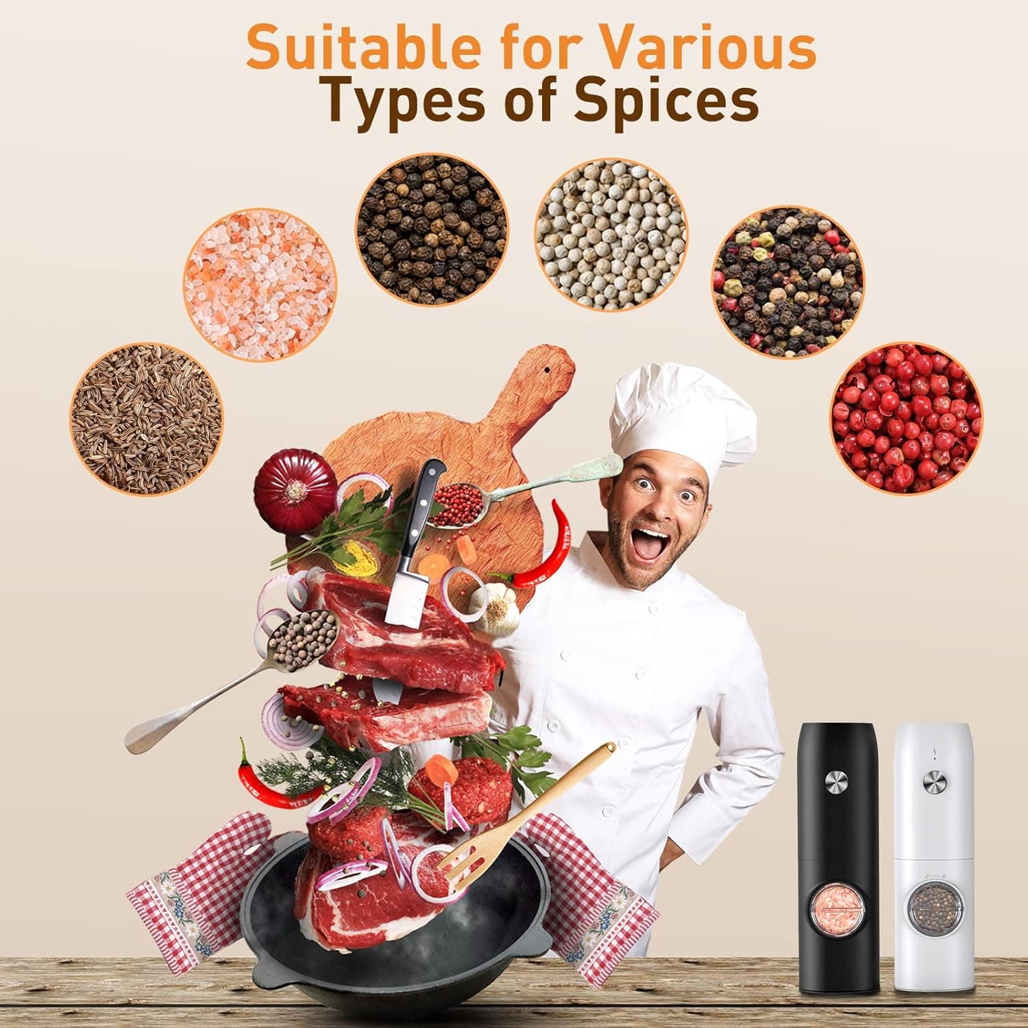 Electric Salt and Pepper Grinder Set thumbnail 5