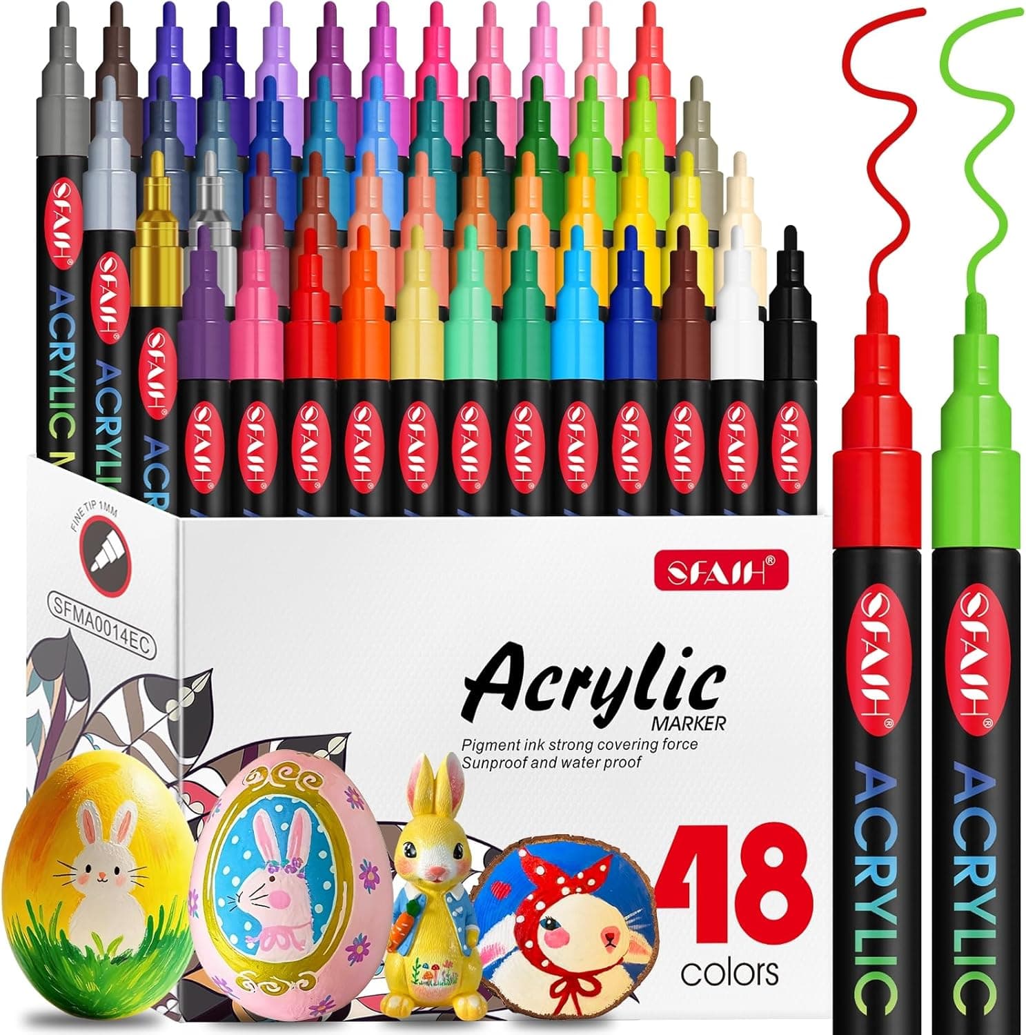 SFAIH 48 Colors Acrylic Paint Markers - Easter Egg Decorating Set — Easter Gifts gift idea
