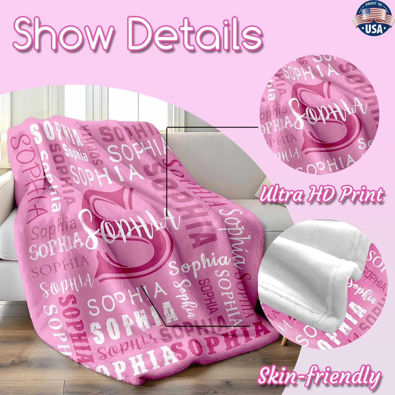 Personalized Flannel Blanket for Teen Girls thumbnail 4