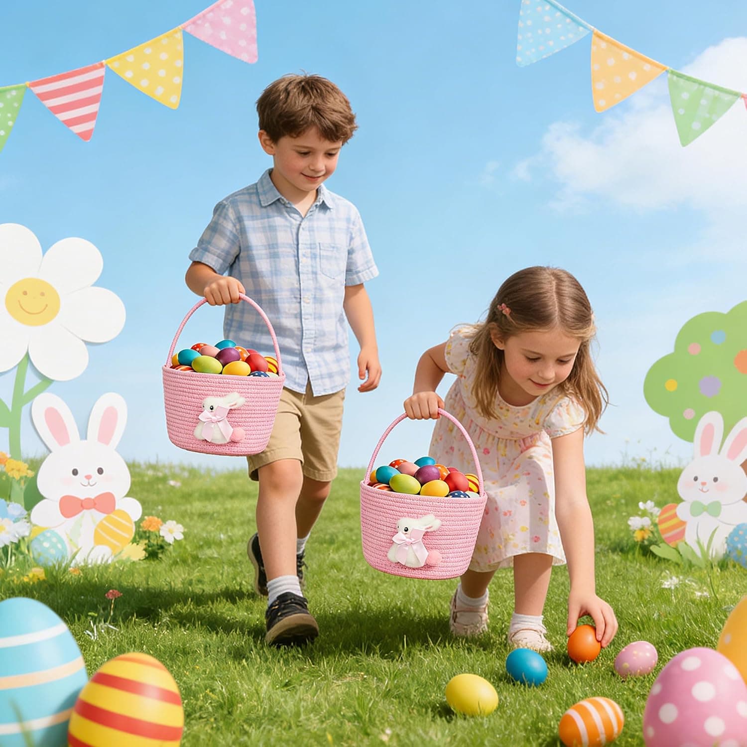 Pink Easter Basket with Handle for Kids thumbnail 5