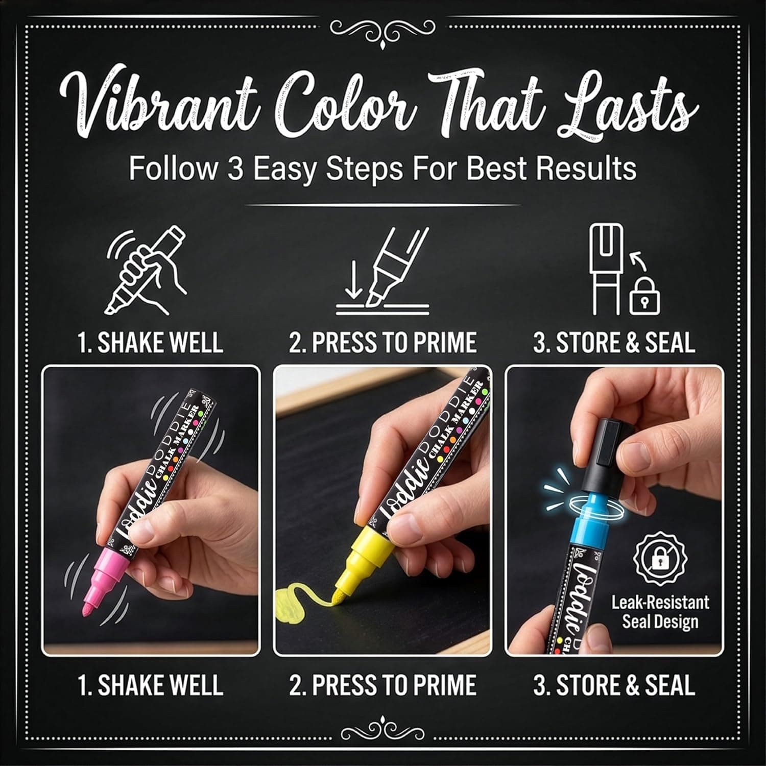 Loddie Doddie Chalk Markers - Pack of 24 with 6mm Reversible Tips thumbnail 3