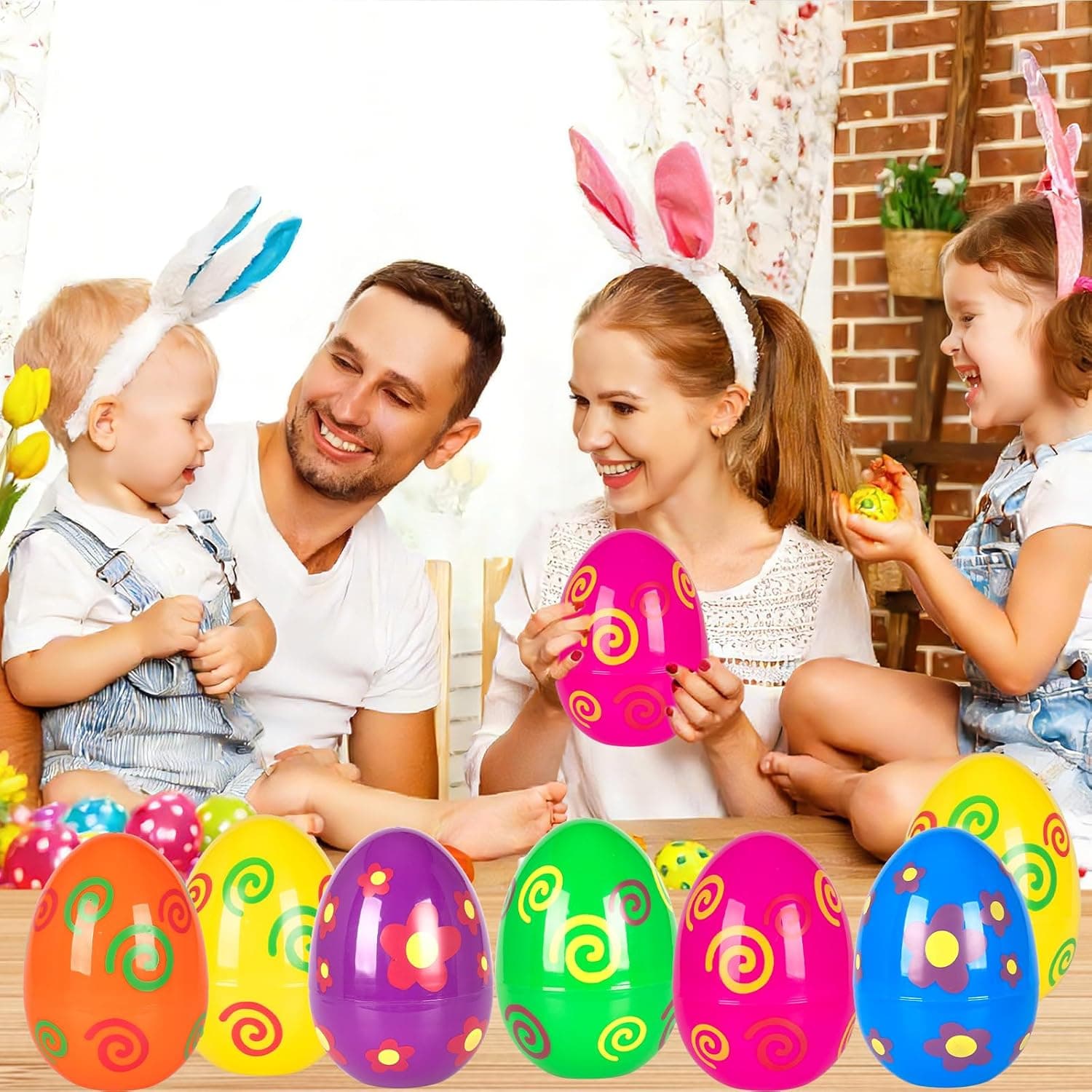 ZICZLI 12 Piece 6" Jumbo Plastic Easter Eggs thumbnail 5