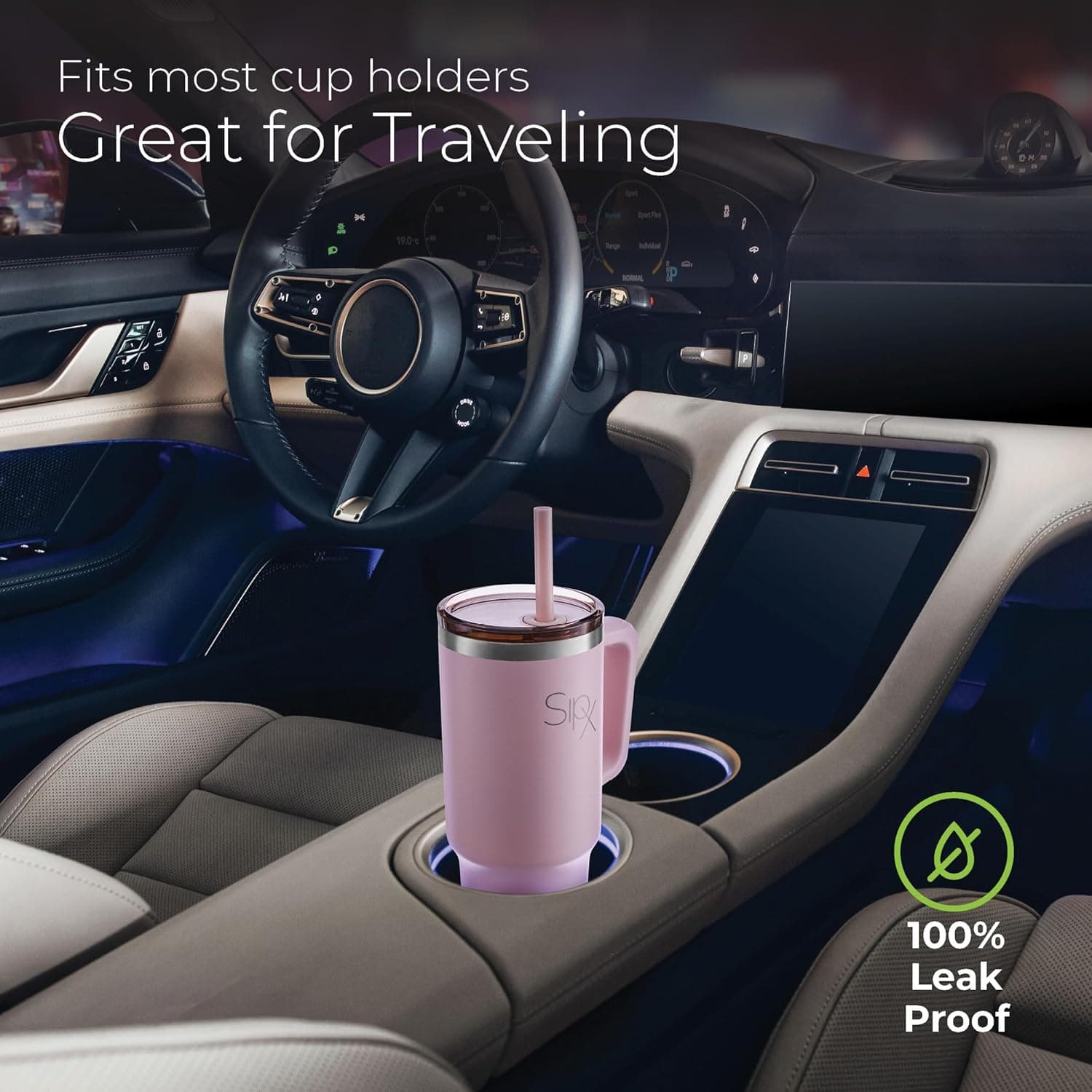 SIPX™ 40 oz Insulated Tumbler with Handle &amp; Straw – Vacuum Insulated Stainless Steel, Leakproof, Cupholder Friendly – Perfect for Iced Coffee, Water &amp; Travel – Pink : Home &amp; Kitchen thumbnail 5