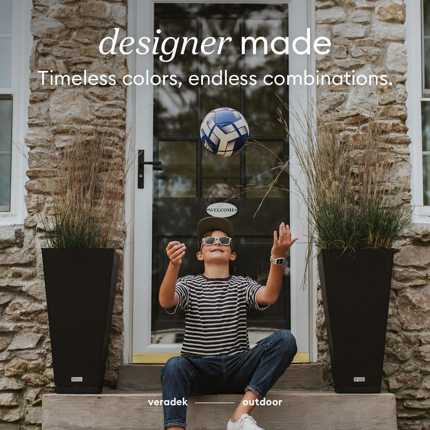 Veradek V-Resin Indoor/Outdoor Taper Planter, Set of 2 (30 inch, Black) thumbnail 3