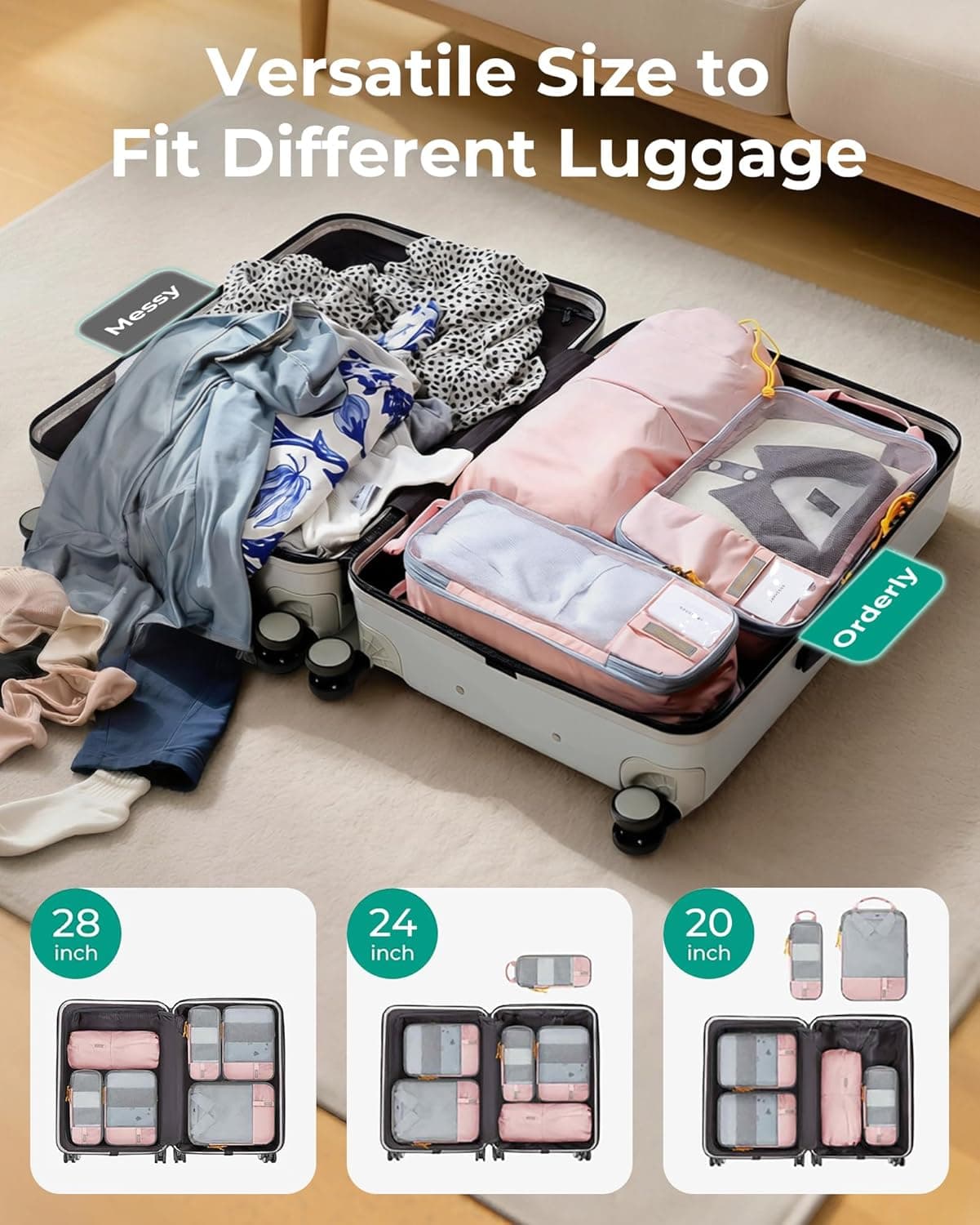 BAGSMART Compression Packing Cubes for Travel - 6 Set thumbnail 5