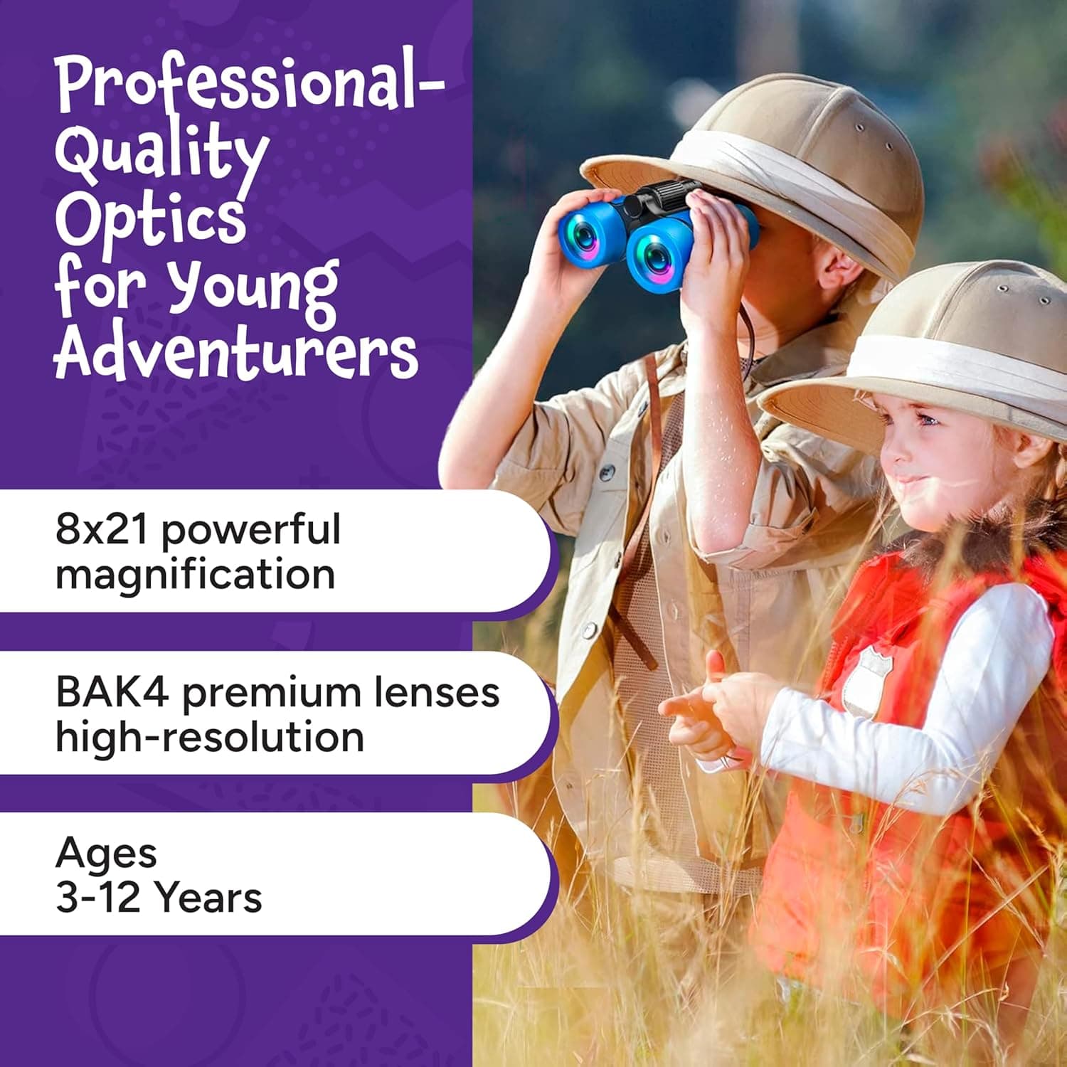 Think Peak Green Binoculars Science Toy for Kids Ages 3-12 Years - Real Compact Outdoor Adventure &amp; STEM Educational Nature Hiking Explorer for Bird Watching, Camping Children’s Birthday Gift : Toys &amp; Games thumbnail 2