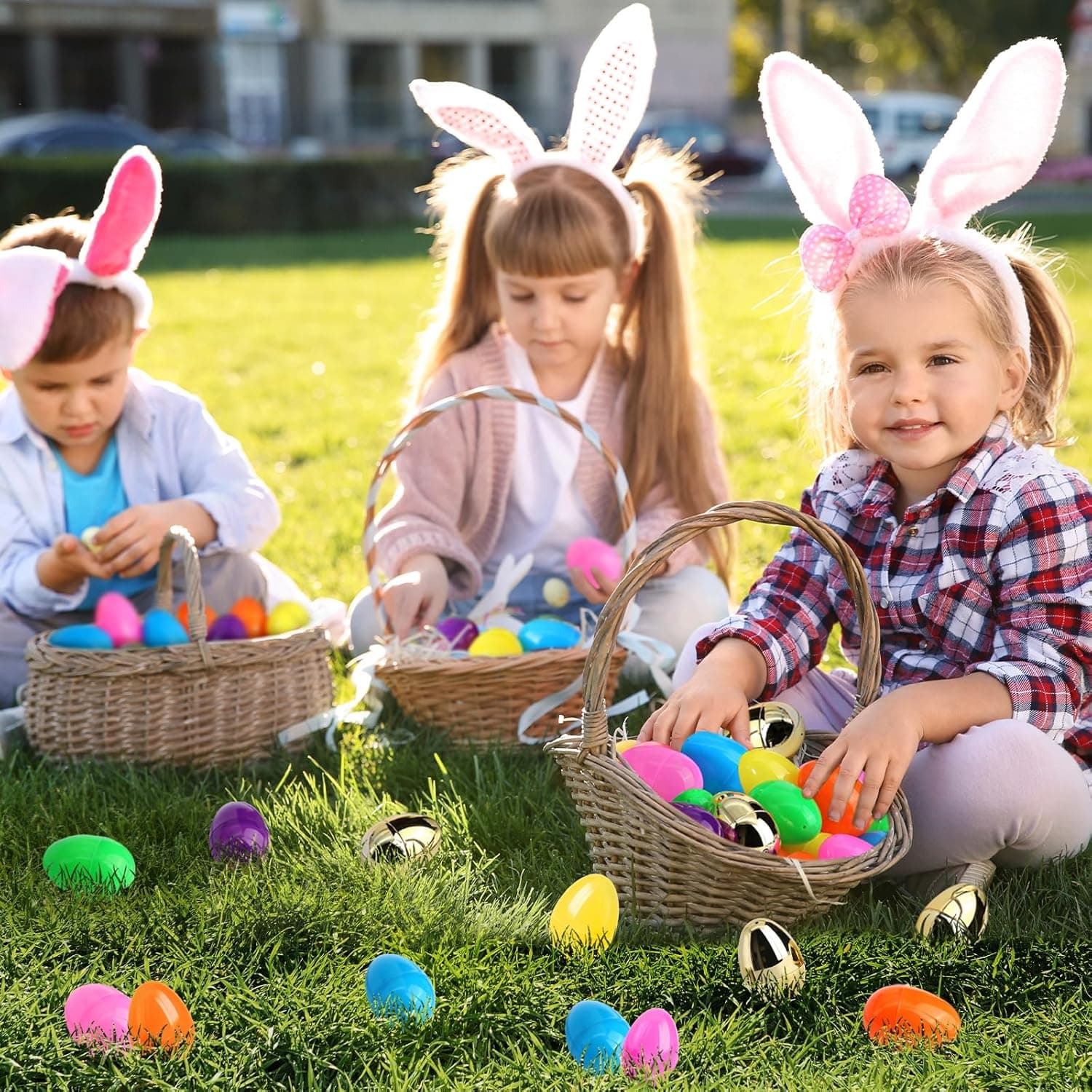 [6 Surprise Golden Eggs] 100 Pack 2.3 Inch Plastic Easter Eggs, Empty Easter Eggs Fillable, Bright Colors Plastic Eggs Bulks for Easter Hunt, Easter Party Favor, Basket Stuffers Fillers : Toys &amp; Games thumbnail 5