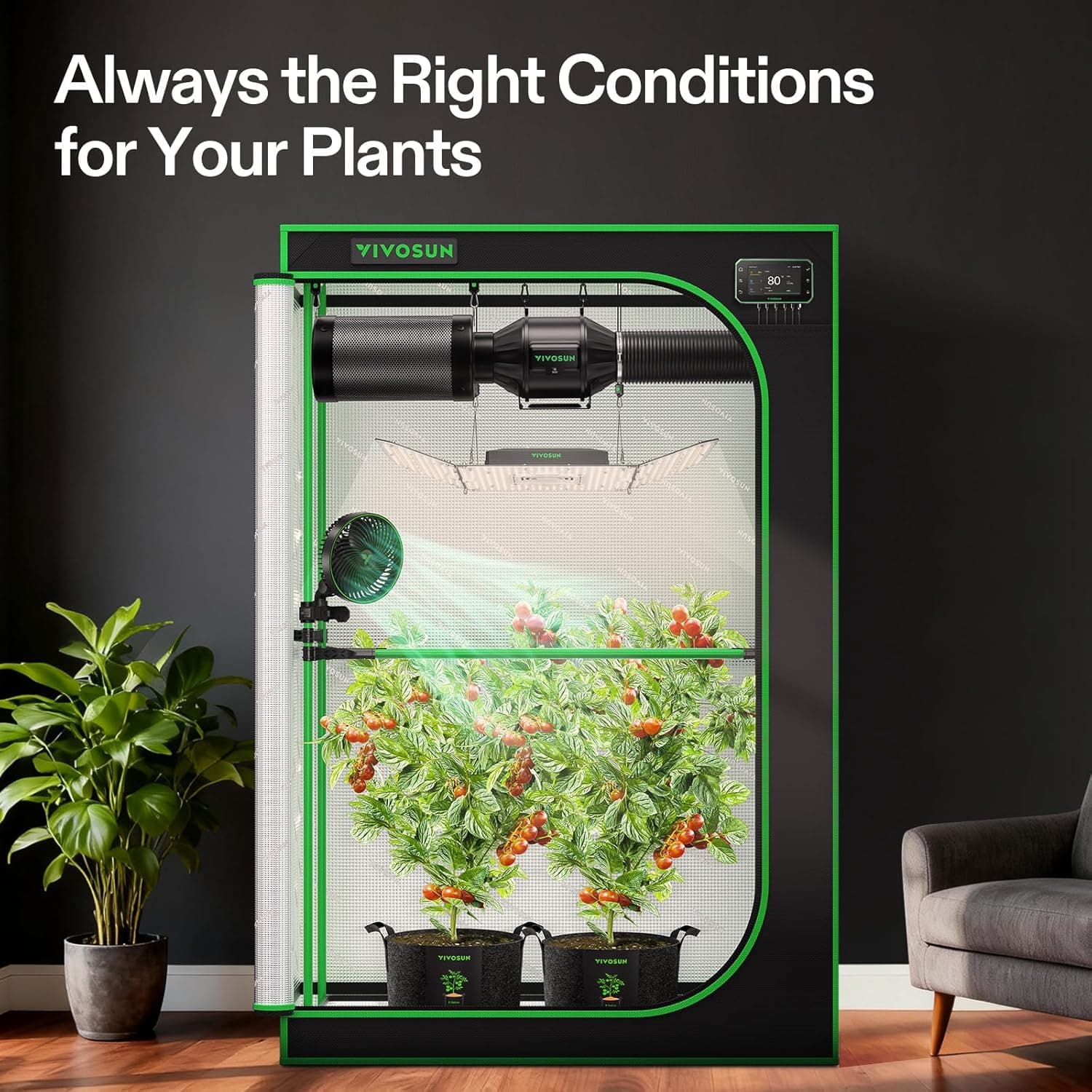 VIVOSUN Smart Pro Grow Tent Kit 2x4 with WiFi-Integrated GrowHub E42A+ thumbnail 3