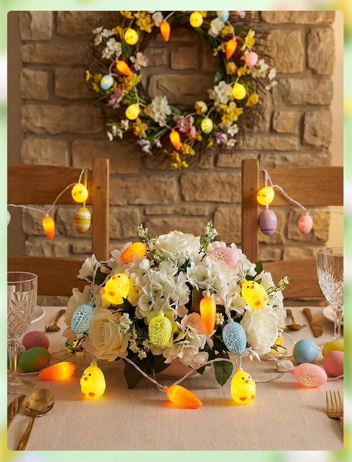 GOOTHY 8.5Ft Easter String Lights - Cracked Egg, Chicken & Carrot Design thumbnail 5