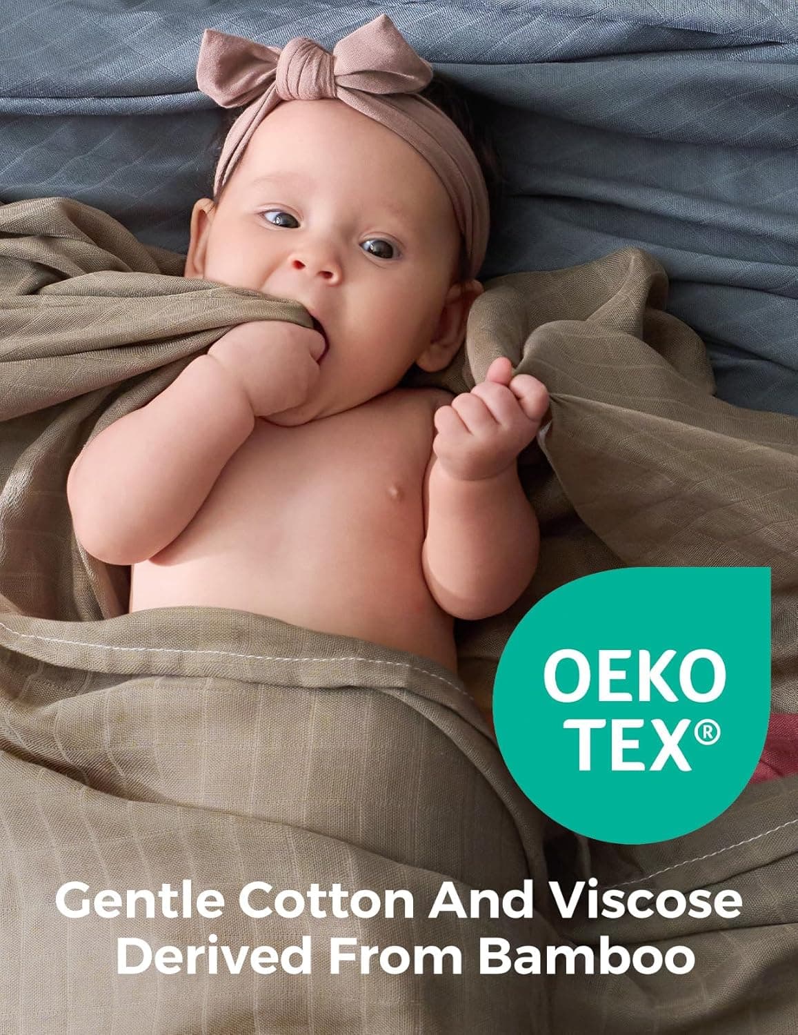 Momcozy Muslin Swaddle Blankets, 4-Pack Breathable and Skin-Friendly Receiving Blankets, Swaddle Blanket Shower Gifts &amp; Baby Registry Essentials, Large 47"x47", Warm Amber : Baby thumbnail 4