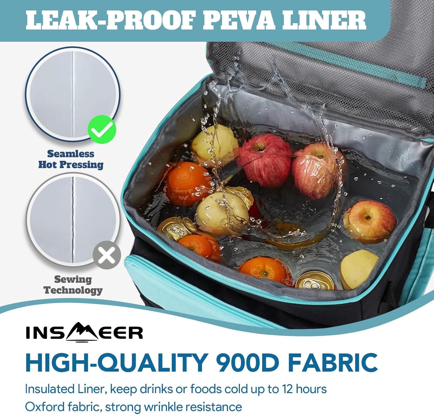 INSMEER Cooler with Wheels and Handle - 80 Cans/50L Portable Rolling Cooler thumbnail 5