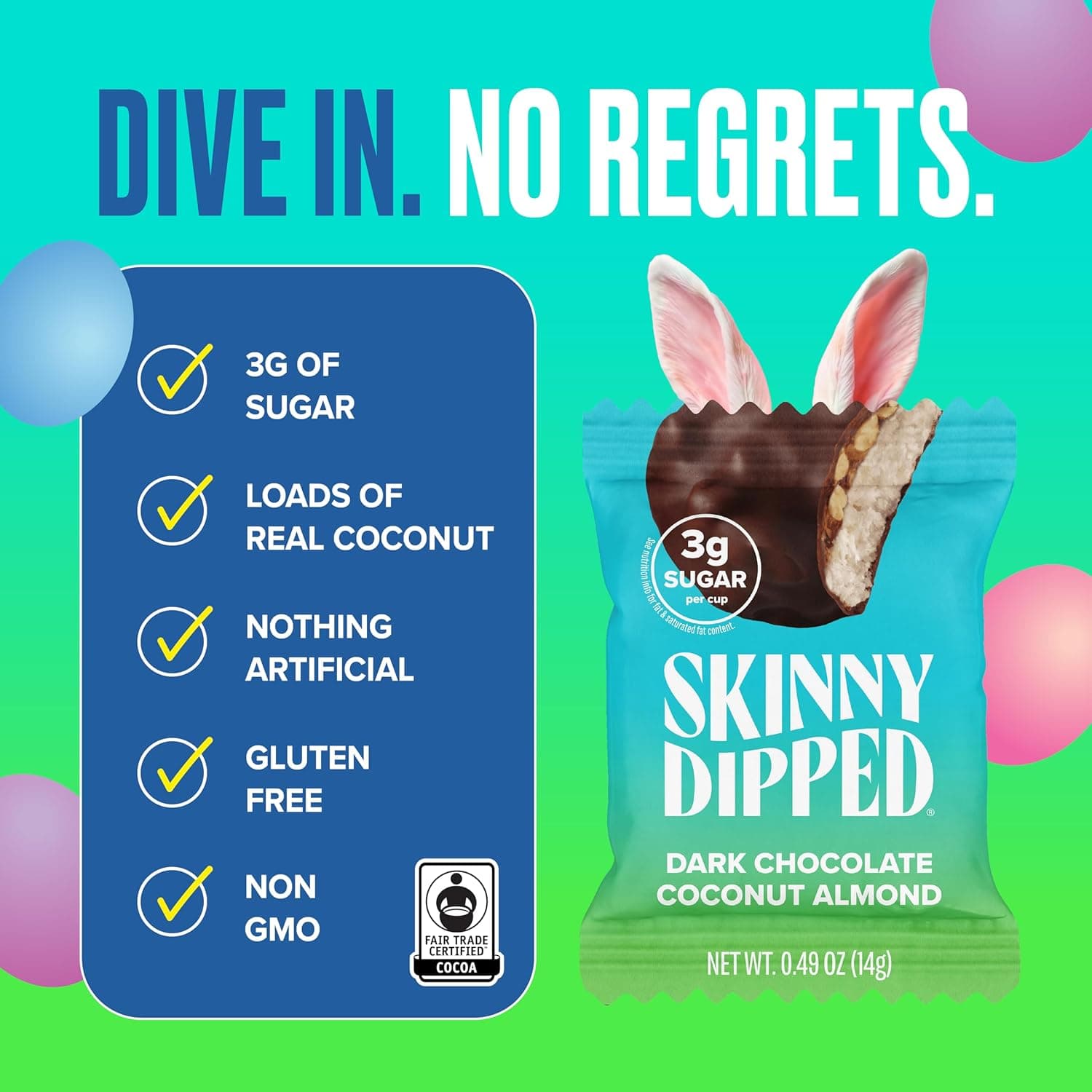 SKINNY DIPPED Easter Dark Chocolate Coconut Almond Bites, 10.58 OZ : Grocery &amp; Gourmet Food thumbnail 4