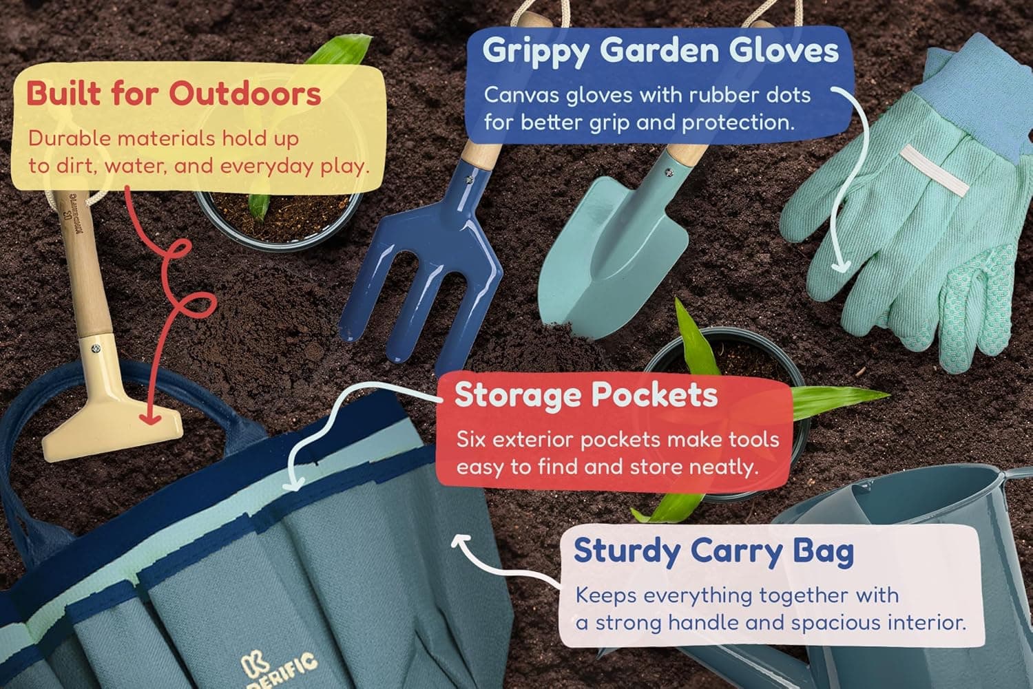 Kinderific Gardening Set - Ocean Blue thumbnail 4
