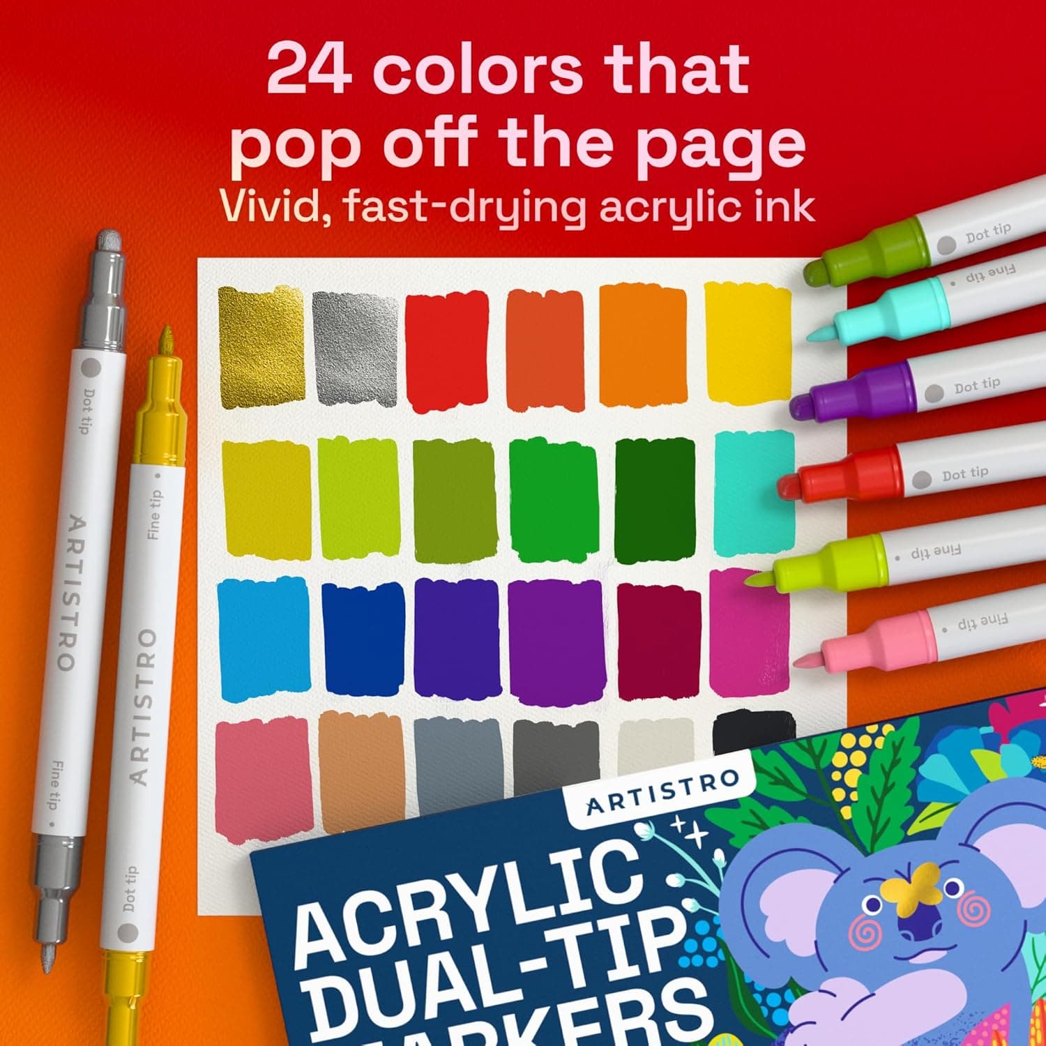 ARTISTRO 24 Acrylic Paint Markers thumbnail 2