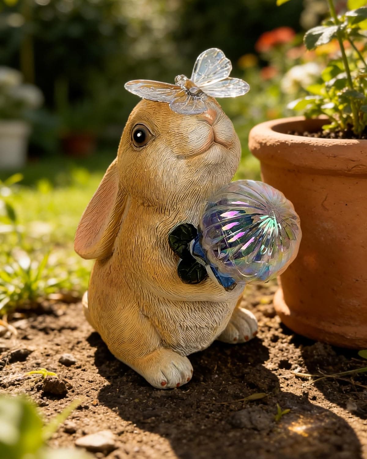 Hogni Solar Bunny Garden Statue with LED Light thumbnail 2