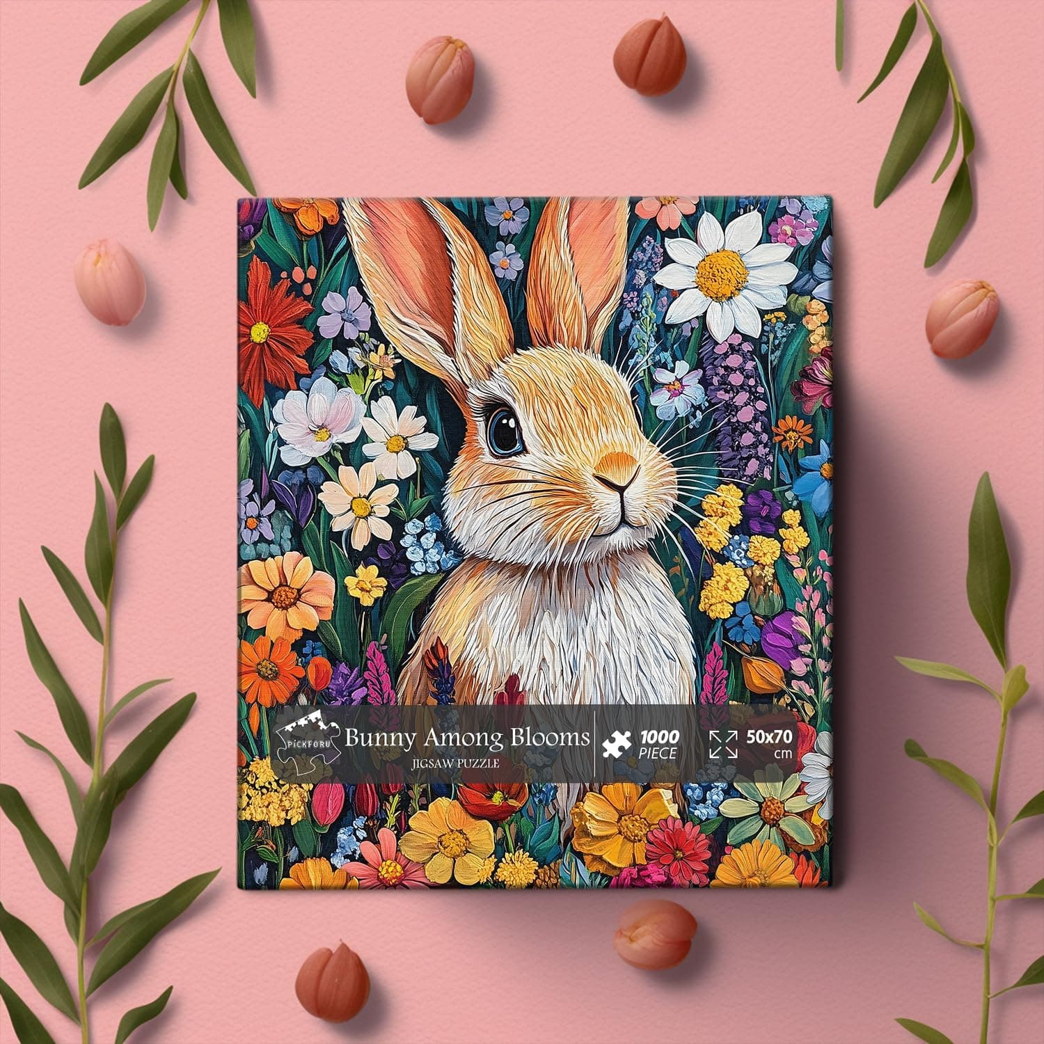 PICKFORU Bunny Puzzles for Adults, Spring Flower Jigsaw Puzzles 1000 Pieces Rabbit Garden, Colorful Easter Puzzle as Flower Wall Art : Toys &amp; Games thumbnail 5