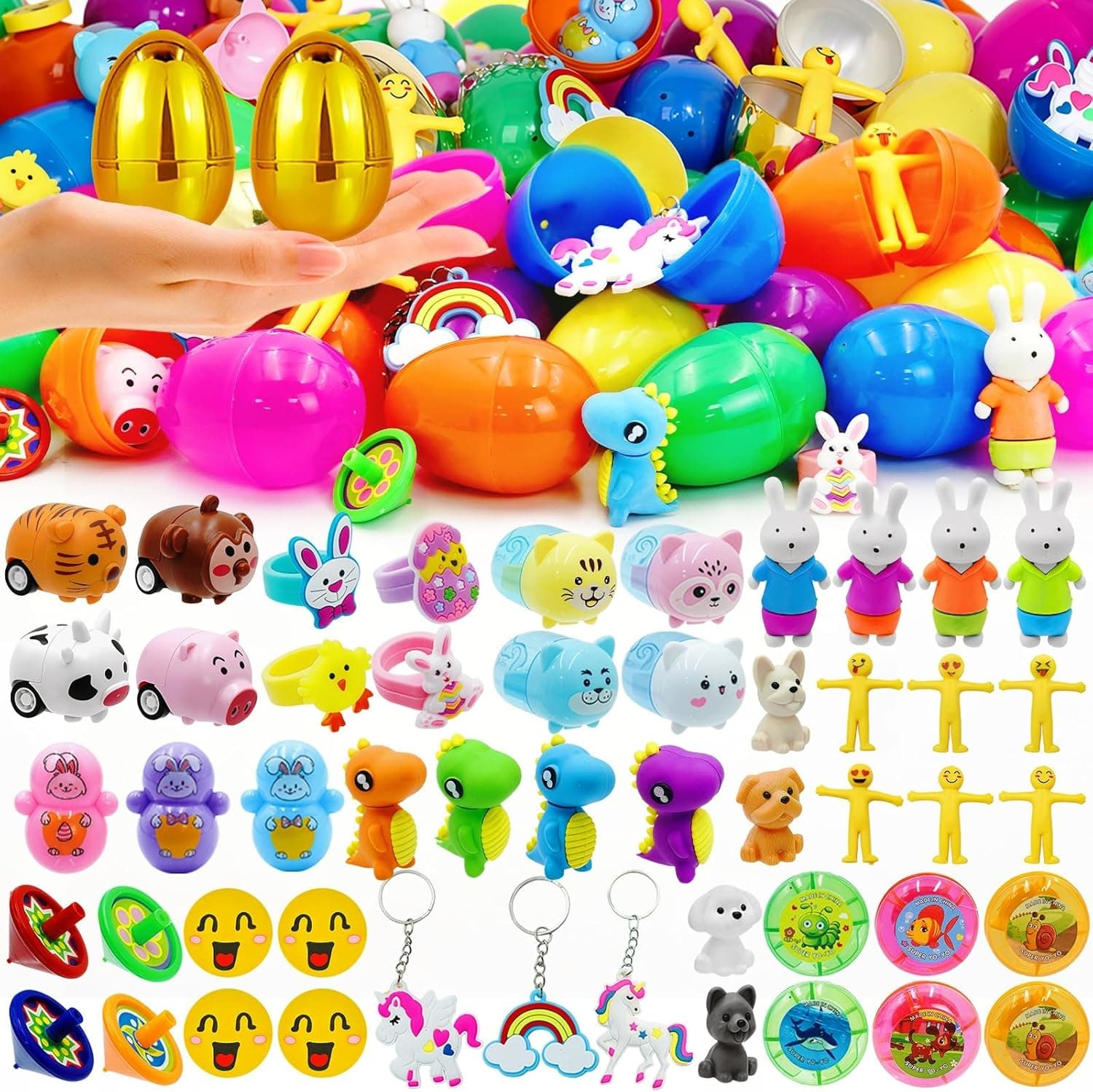 ZICZLI 50 Pack Prefilled Easter Eggs with Assorted Toys — Easter Gifts gift idea