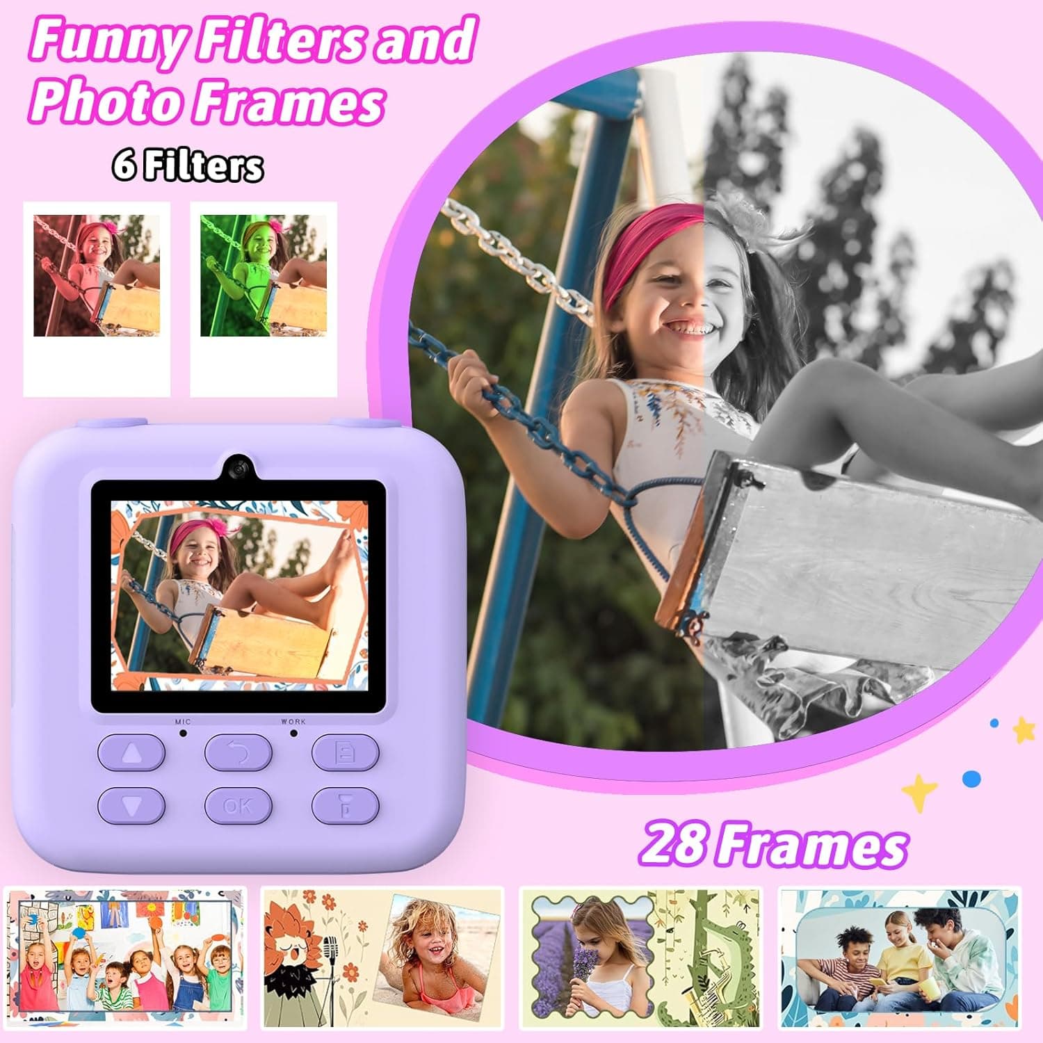 Kids Instant Digital Camera with Dual-Lens and Print Paper thumbnail 5